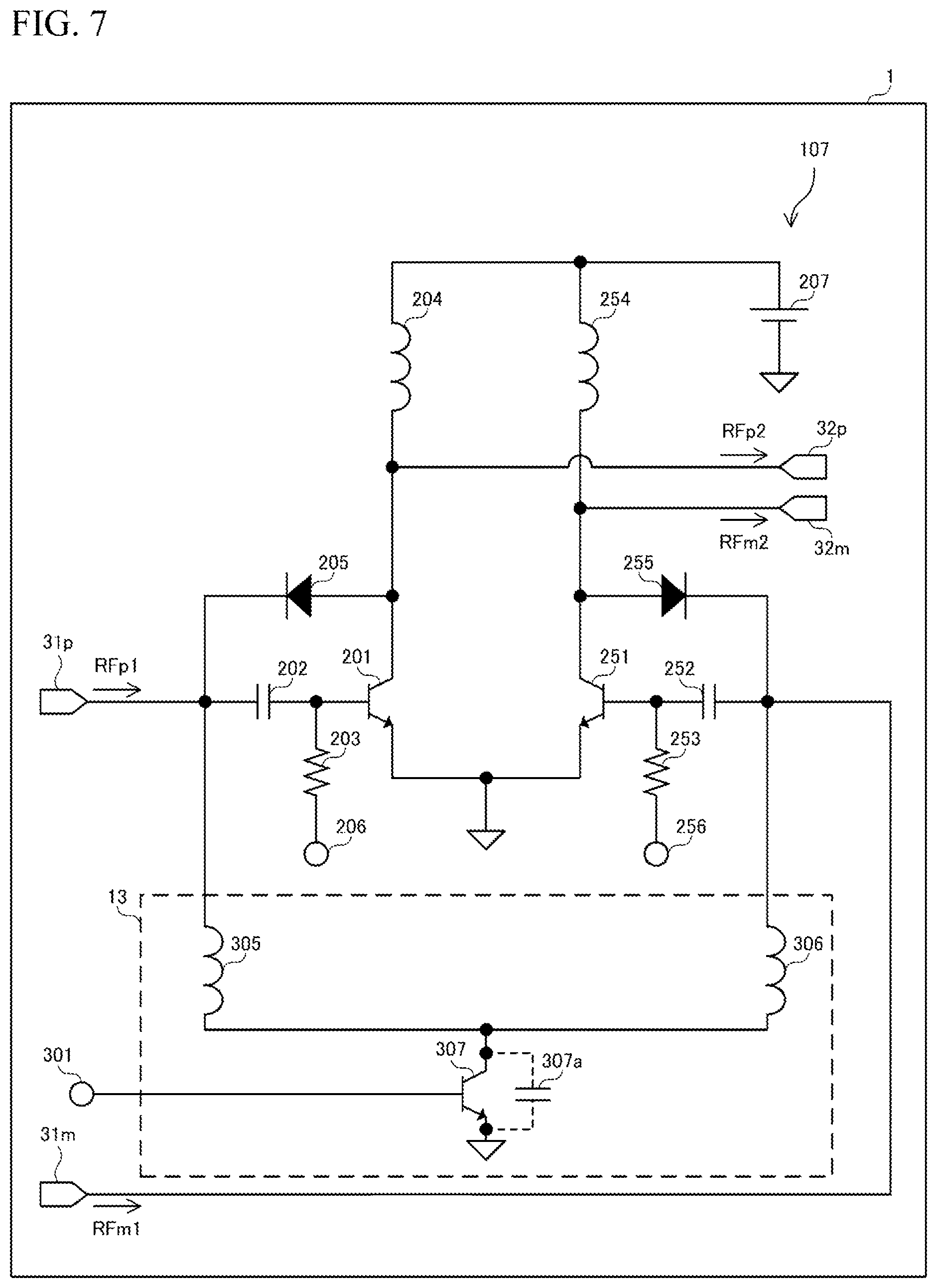 Patent US12316280 Figure 7 – Power amplifier circuit, doherty amplifier circuit, multistage amplifier circuit, and power amplifier apparatus