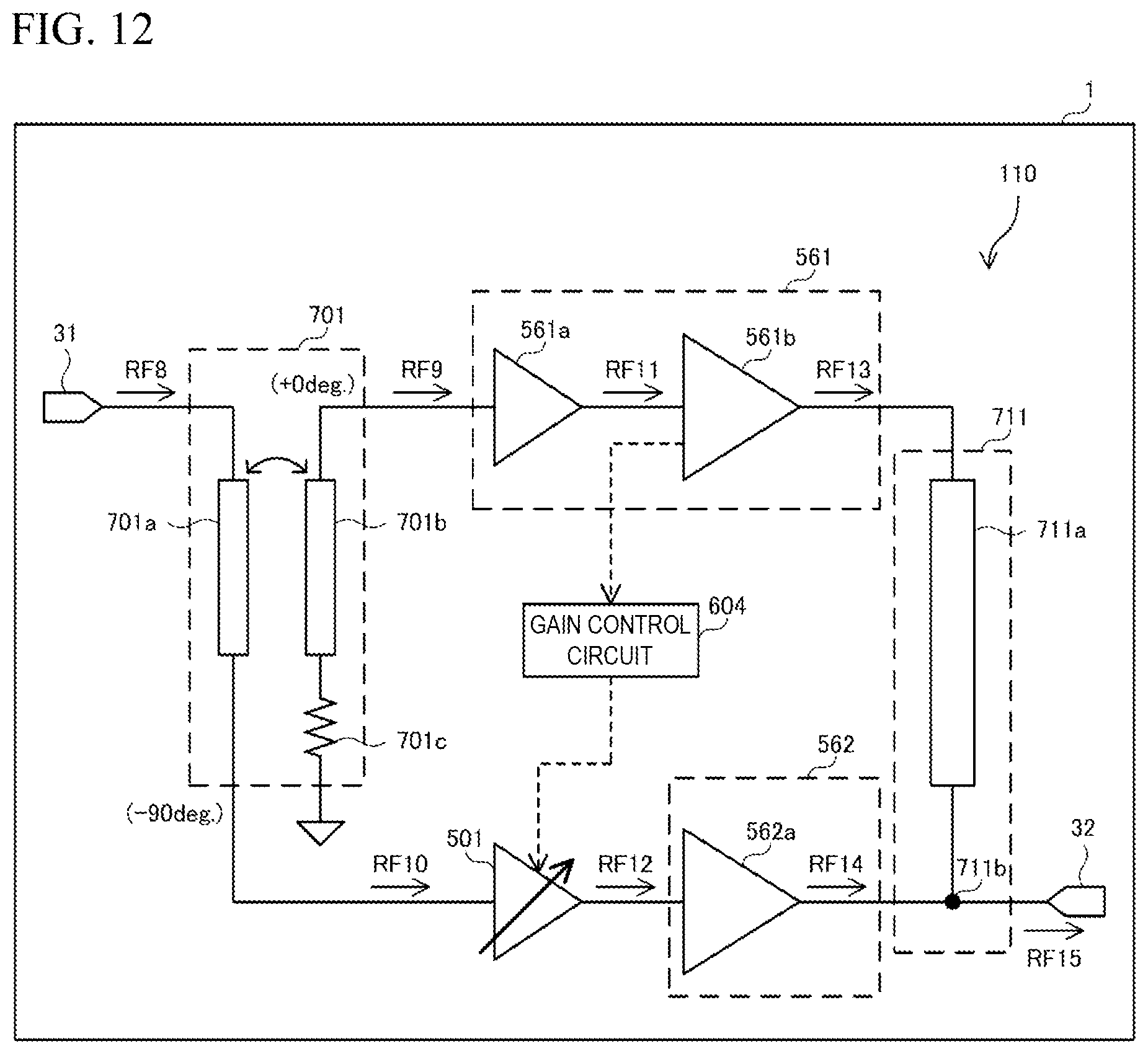Patent US12316280 Figure 12 – Power amplifier circuit, doherty amplifier circuit, multistage amplifier circuit, and power amplifier apparatus