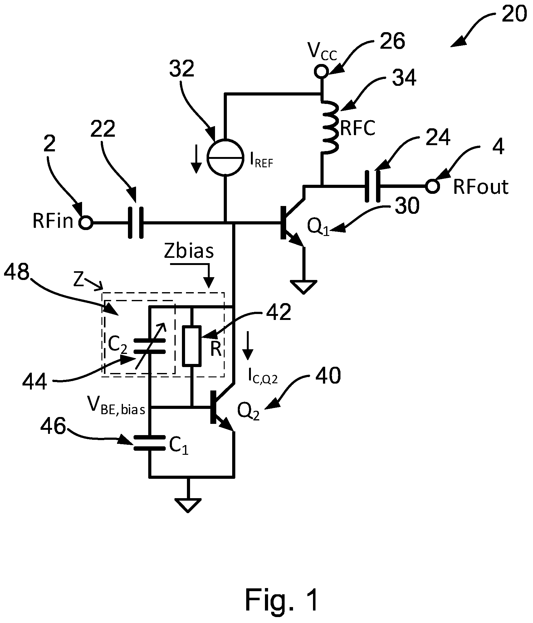 Patent US12316283 Figure 1 – Analog amplitude pre-distortion circuit and method