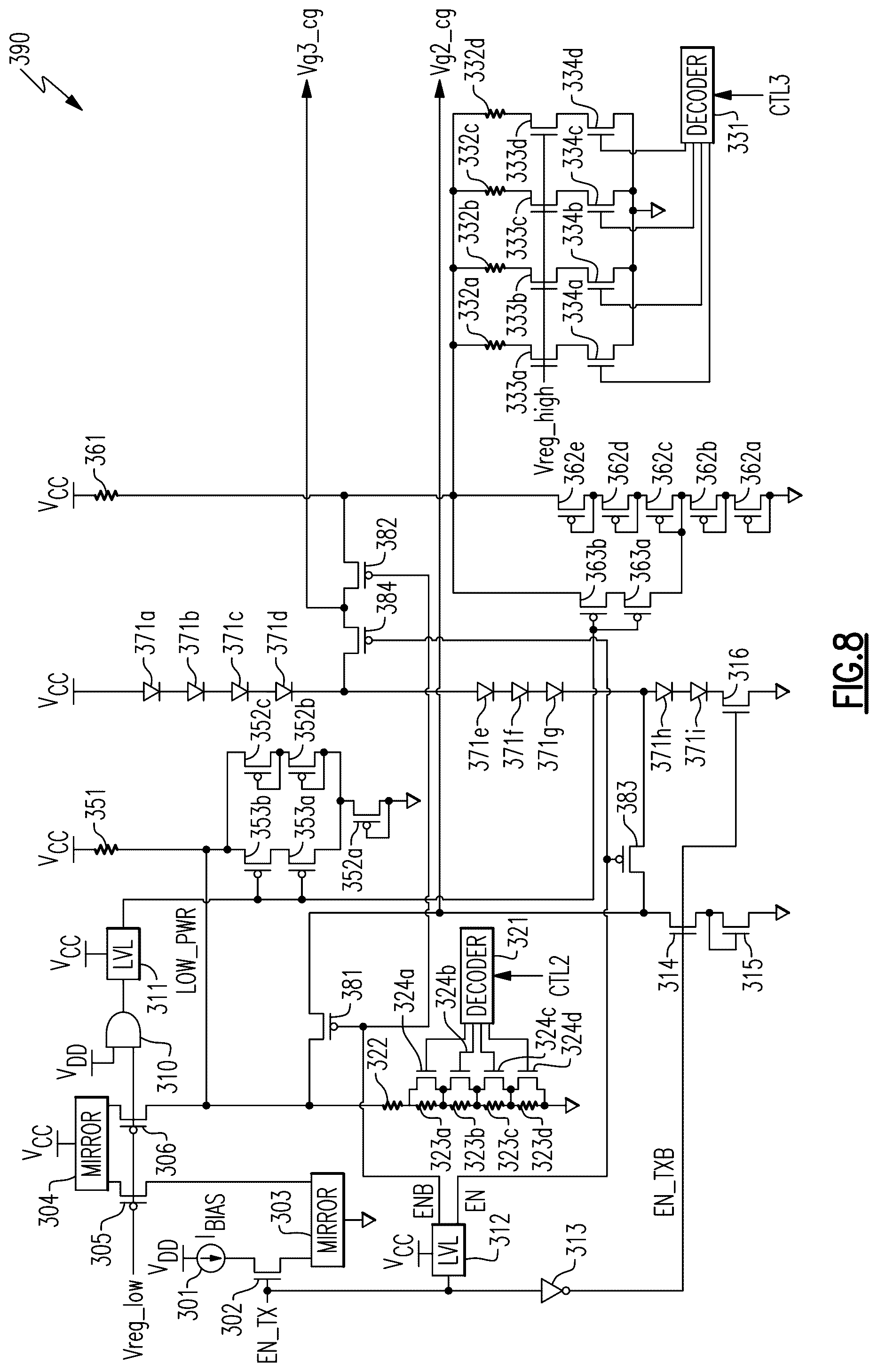Patent US12316286 Figure 11 – Biasing of cascode power amplifiers for multiple power supply domains