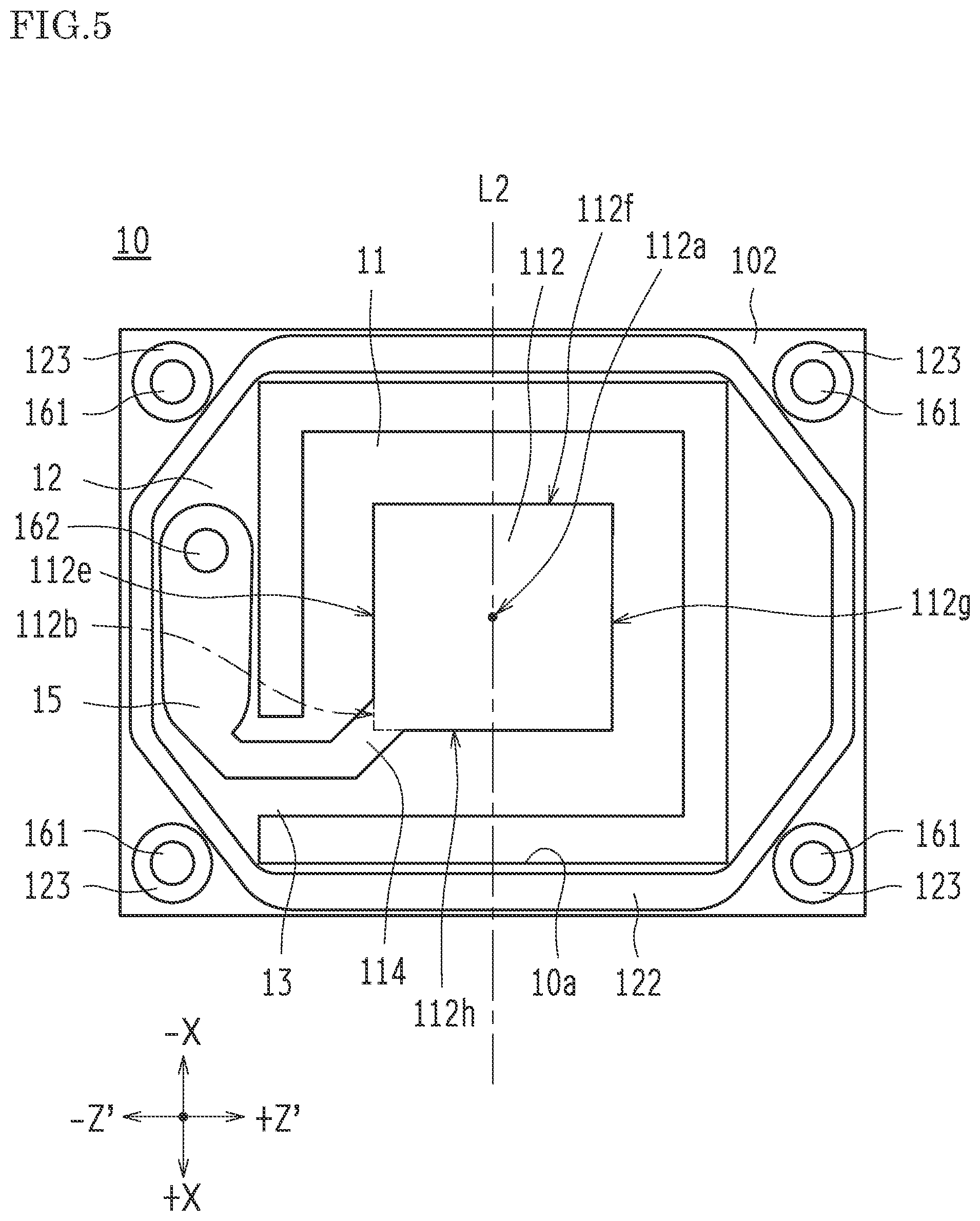 Patent US12316301 Figure 5 – Piezoelectric resonator plate and piezoelectric resonator device
