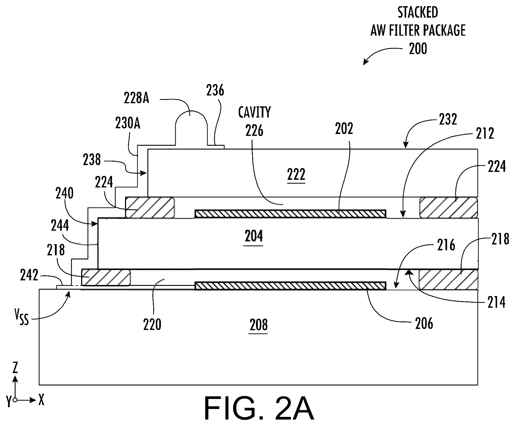 Patent US12316304 Figure 2 – Vertically coupled SAW resonators