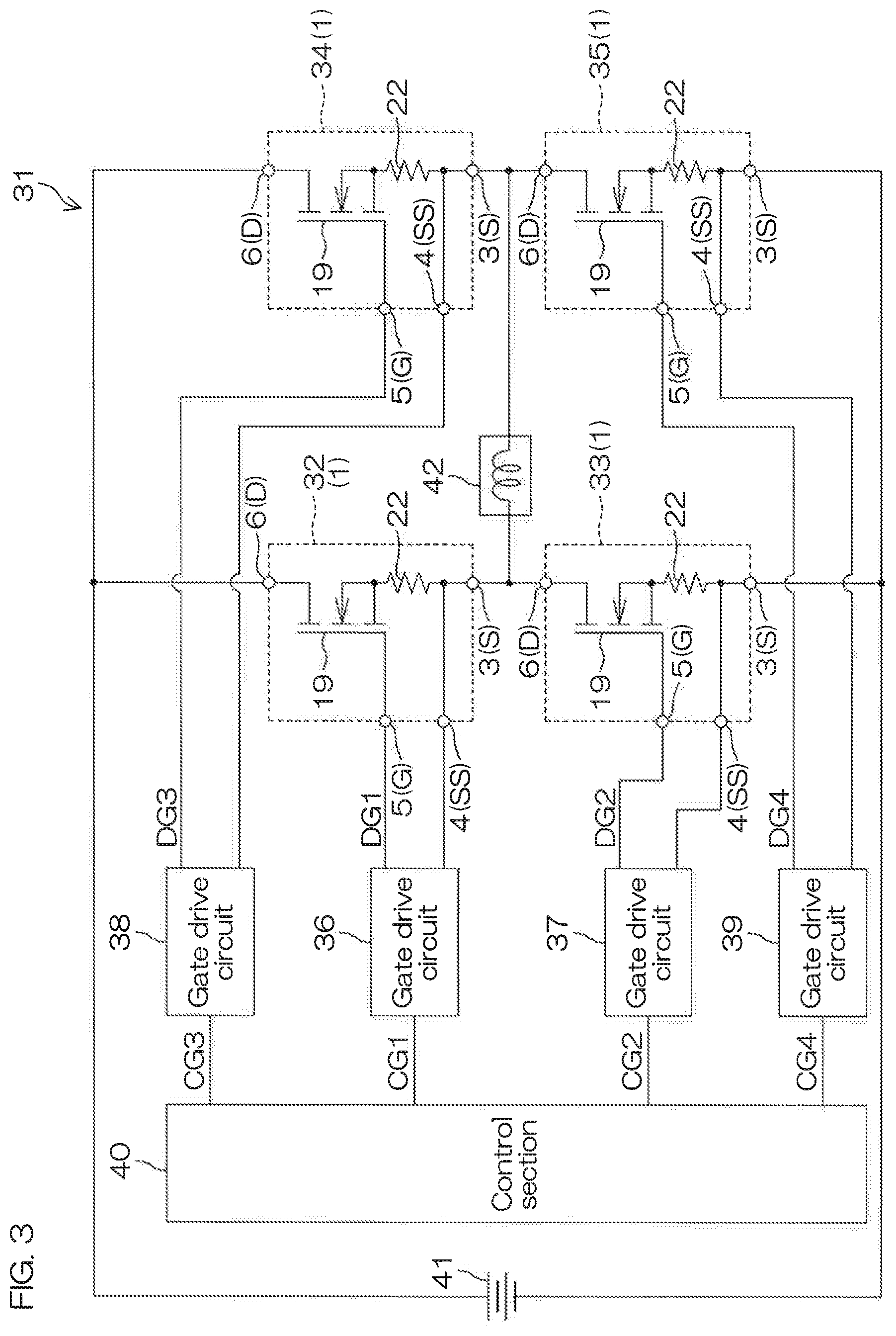 Patent US12316307 Figure 3 – Switching device and electronic circuit