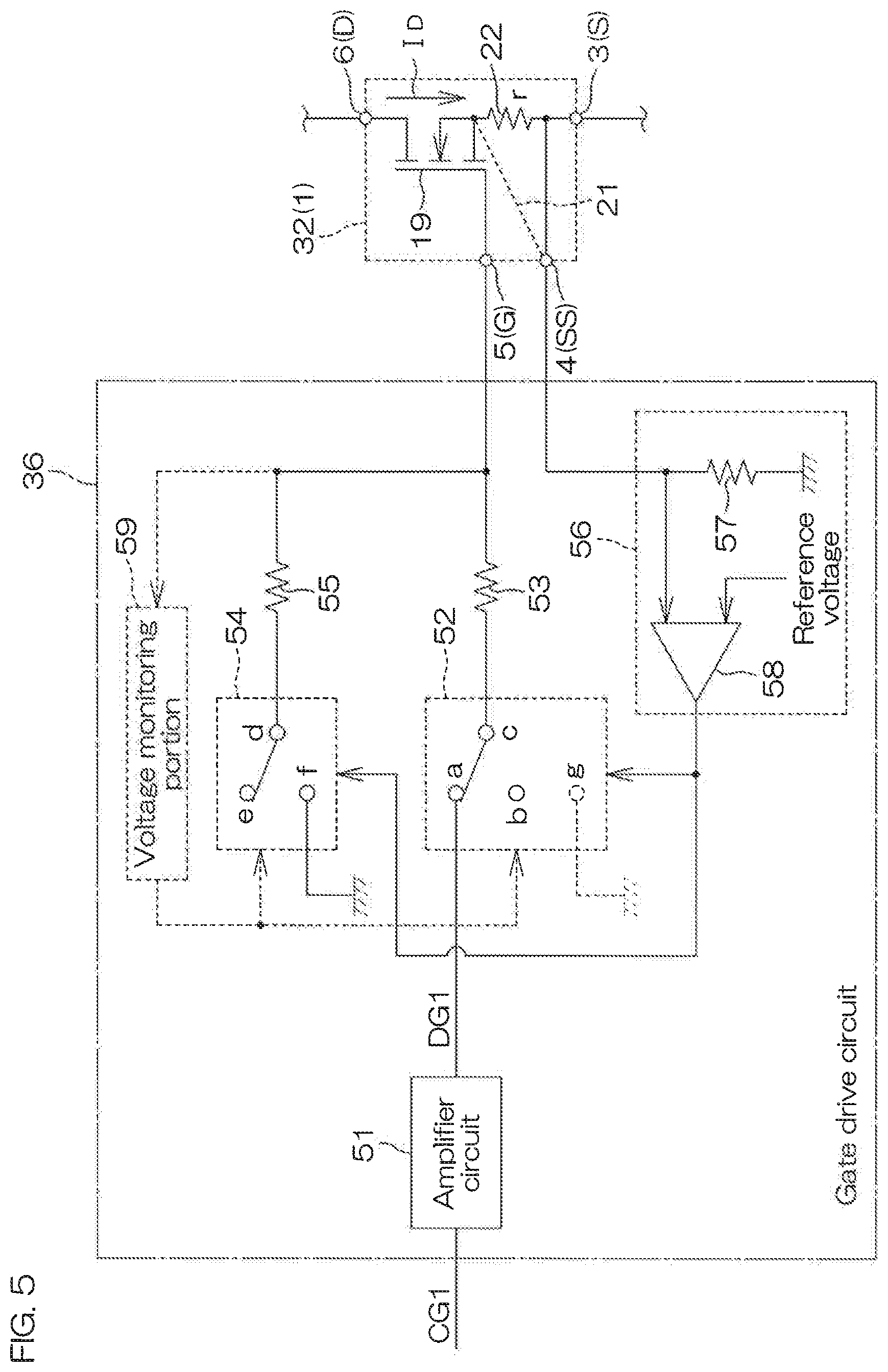Patent US12316307 Figure 5 – Switching device and electronic circuit