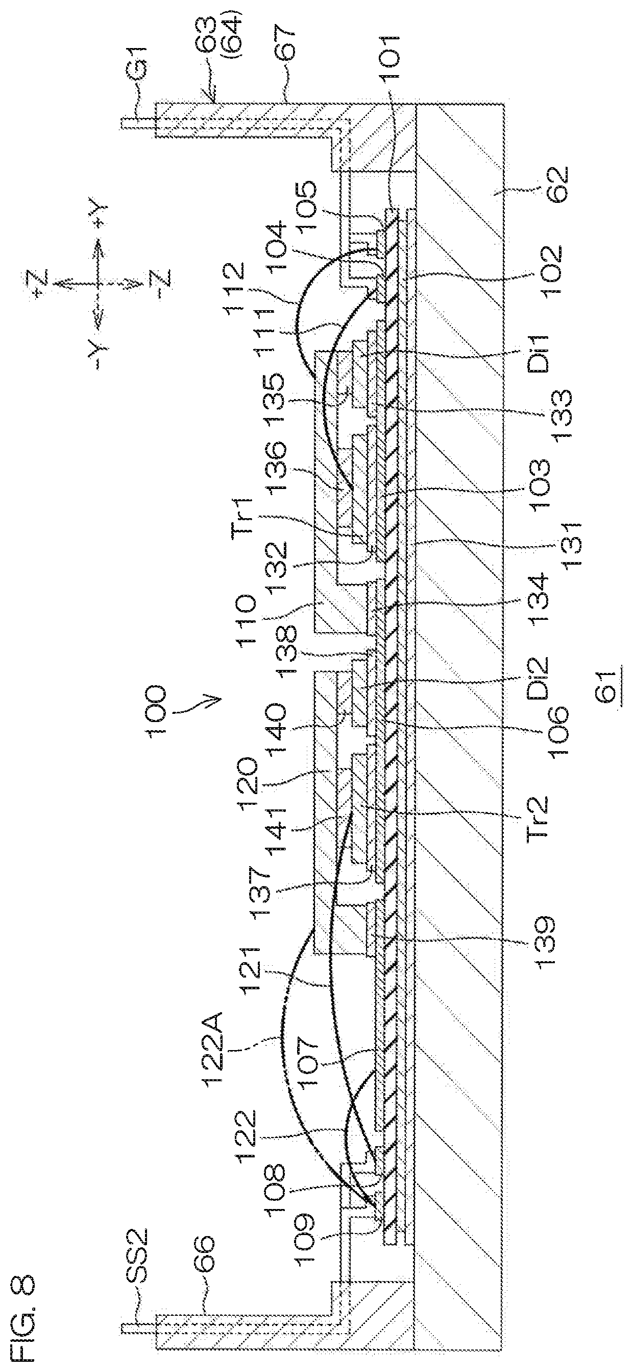 Patent US12316307 Figure 8 – Switching device and electronic circuit