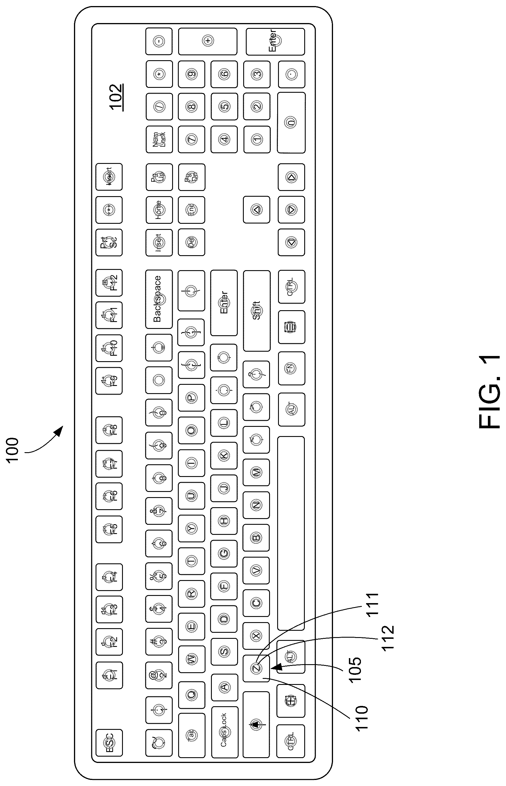 Patent US12316314 Figure 1 – Hall effect keyboard