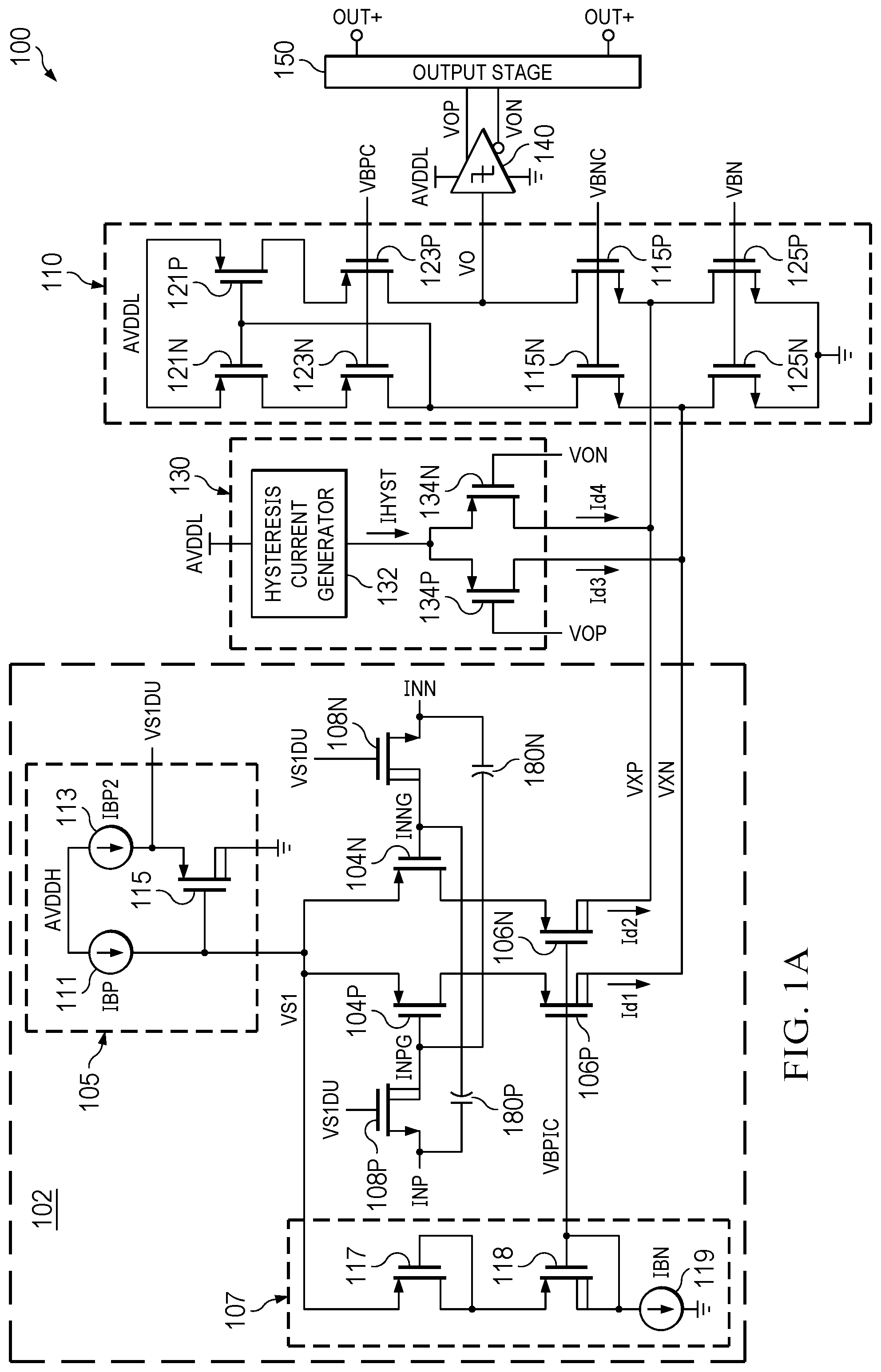 Patent US12316330 Figure 1 – Comparator circuit with dynamic hysteresis