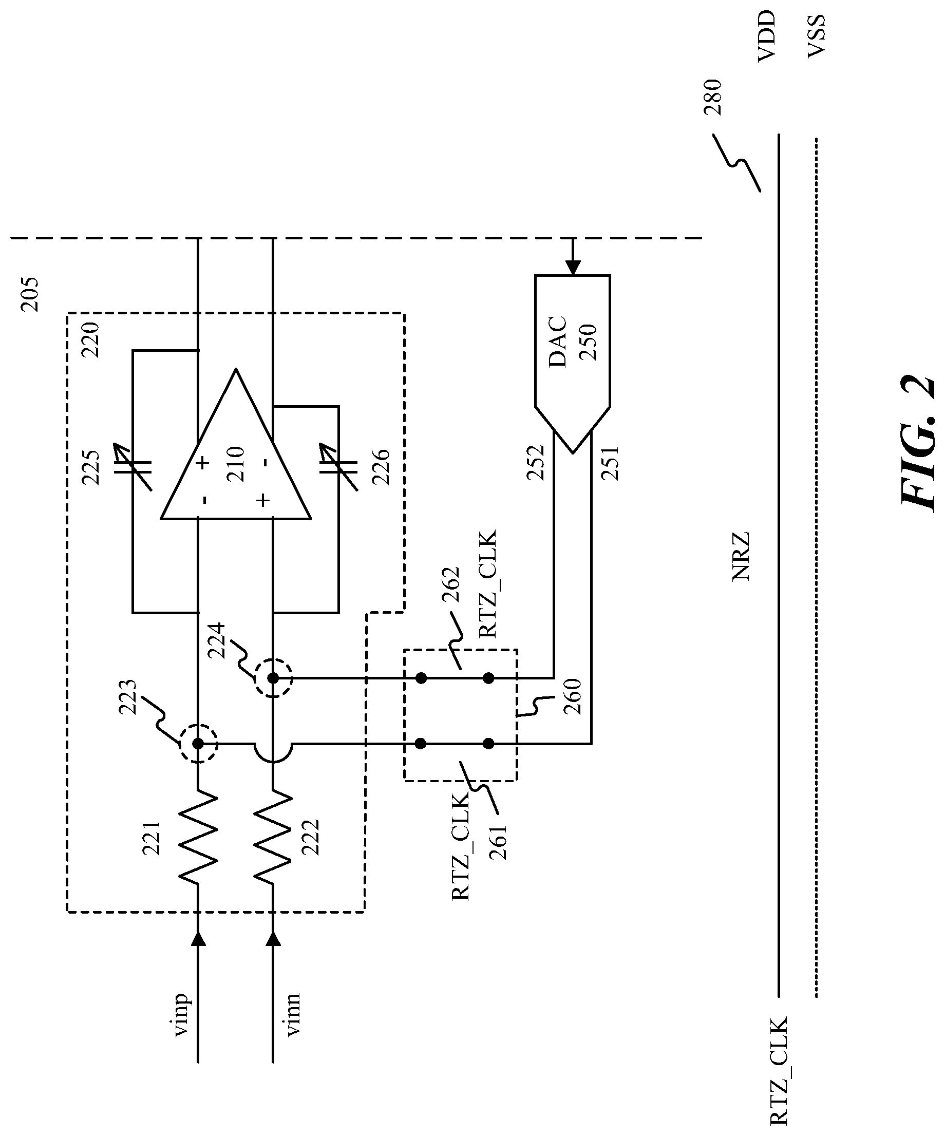 Patent US12316340 Figure 2 – Continuous-time delta-sigma analog-to-digital converter