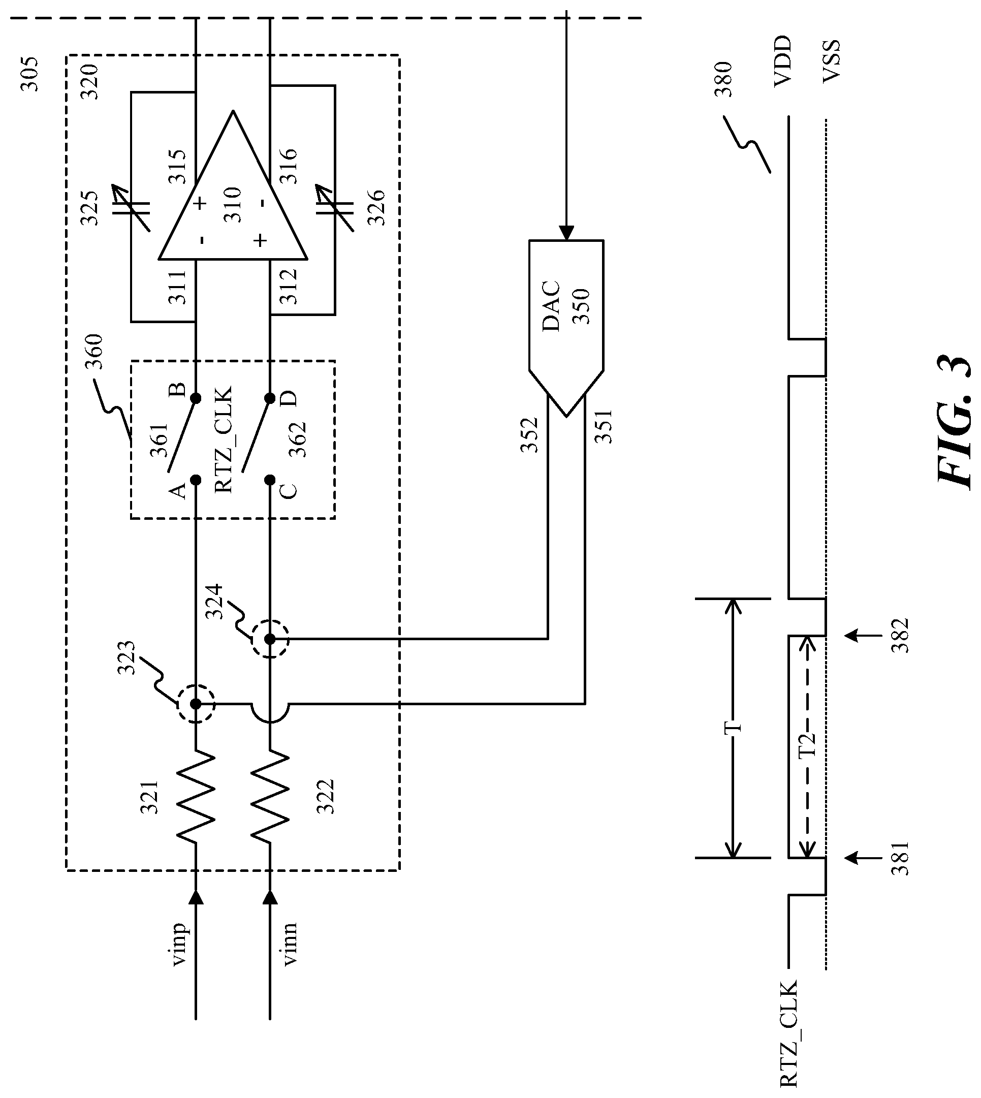 Patent US12316340 Figure 3 – Continuous-time delta-sigma analog-to-digital converter