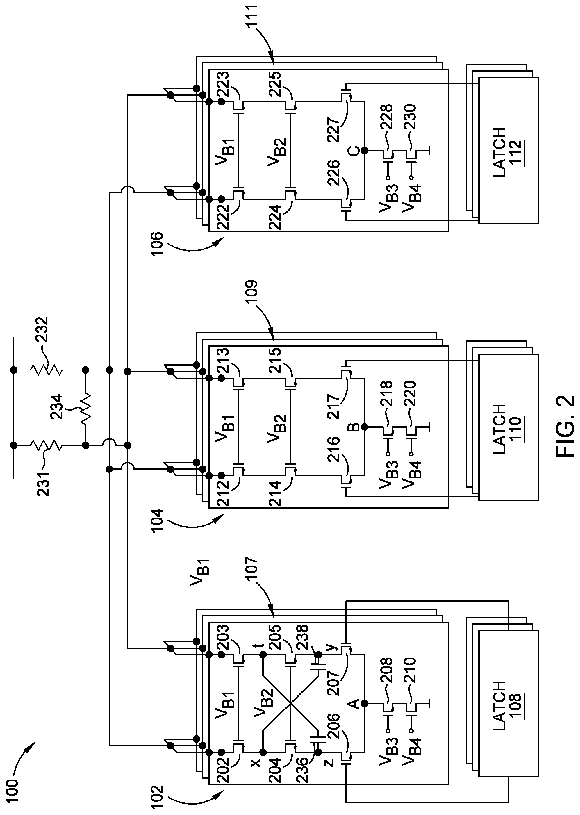 Patent US12316341 Figure 2 – Cross-coupled capacitive elements in highspeed DAC