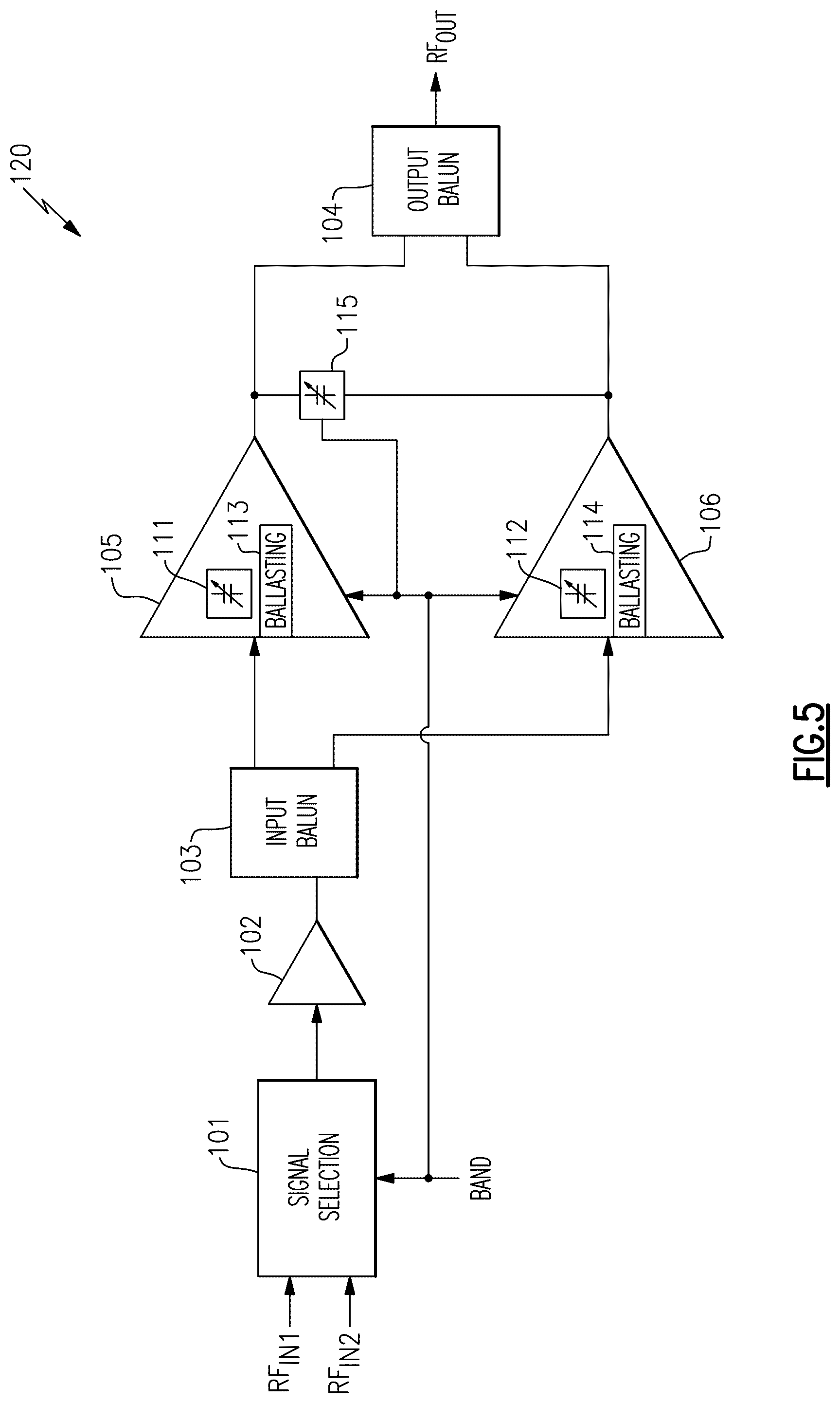 Patent US12316355 Figure 7 – Reconfigurable output balun for wideband push-pull power amplifiers