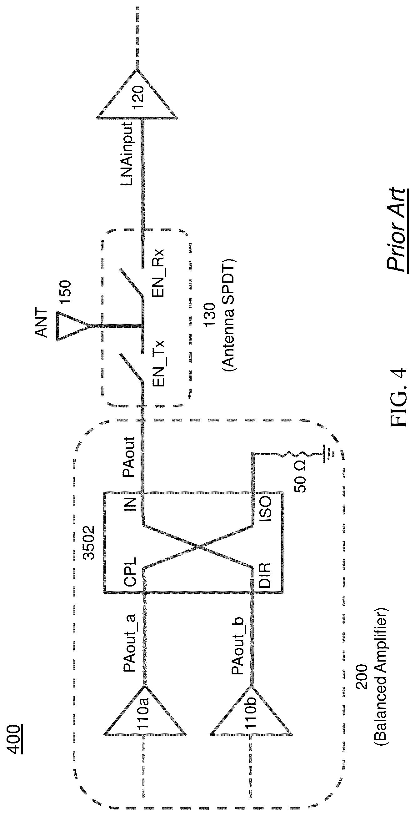 Patent US12316368 Figure 5 – Hybrid coupler based T/R switch