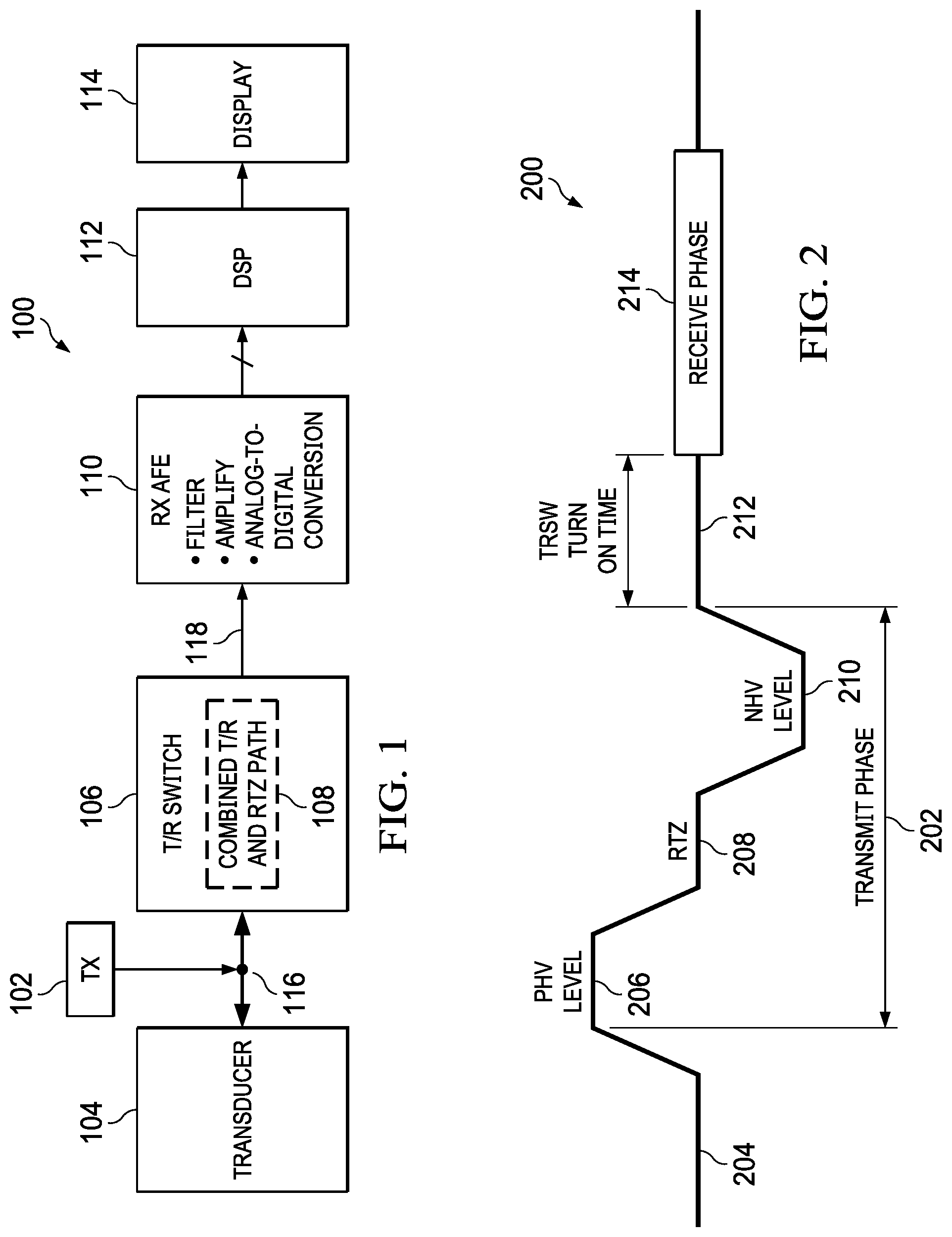 Patent US12316370 Figure 1 – Ultrasound transmit-receive switch with combined transmit-receive and return-to-zero path