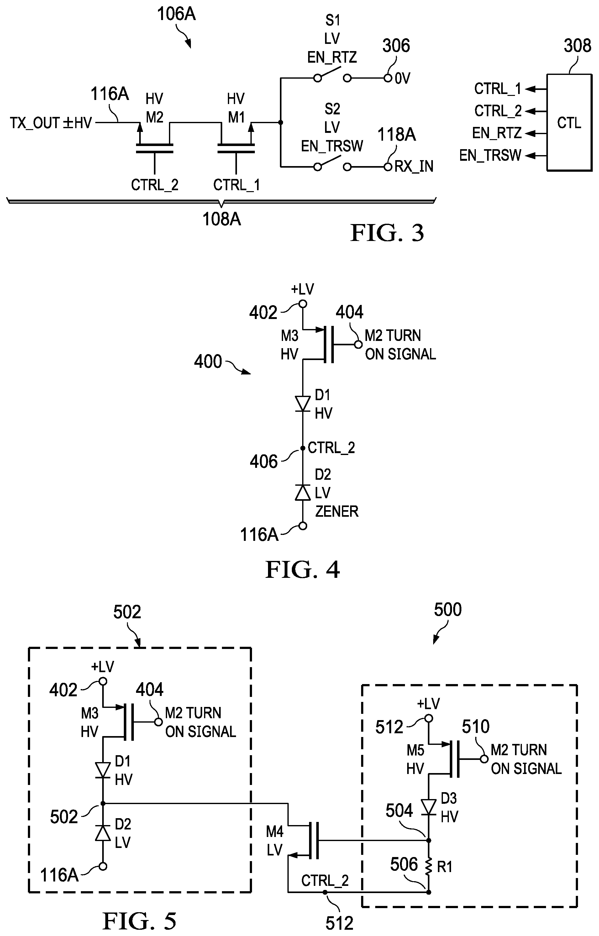 Patent US12316370 Figure 2 – Ultrasound transmit-receive switch with combined transmit-receive and return-to-zero path