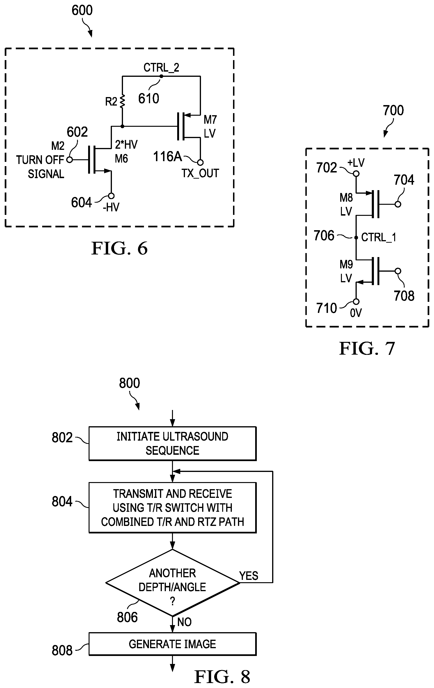 Patent US12316370 Figure 3 – Ultrasound transmit-receive switch with combined transmit-receive and return-to-zero path