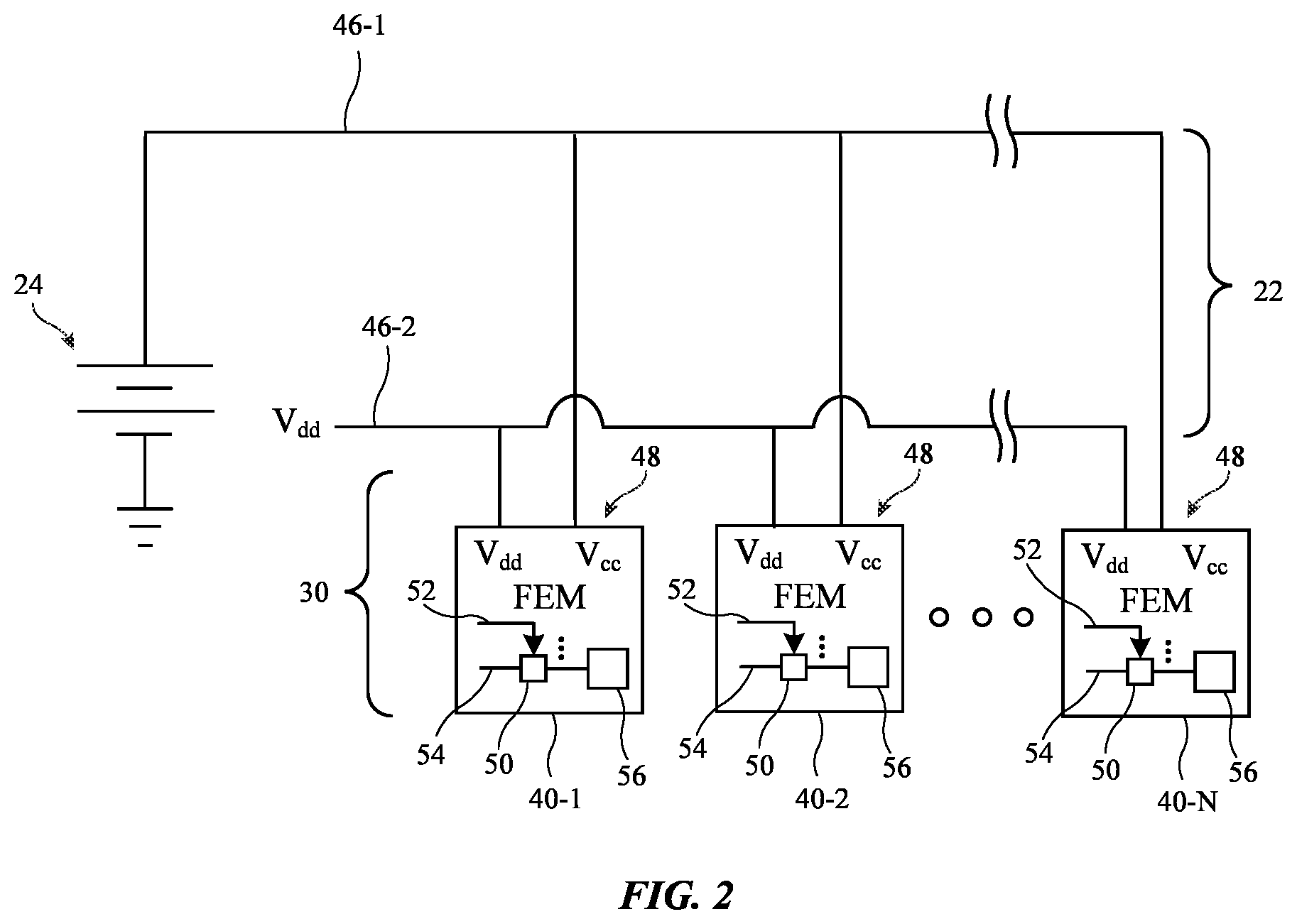 Patent US12316371 Figure 2 – Radio-frequency front end modules with leakage management engines