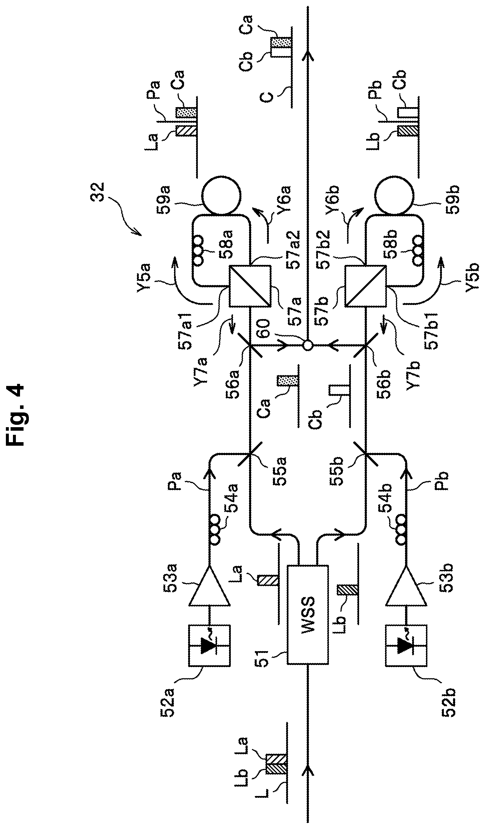 Patent US12316383 Figure 4 – Wavelength cross connect device, multiband transmission system, and multiband transmission method
