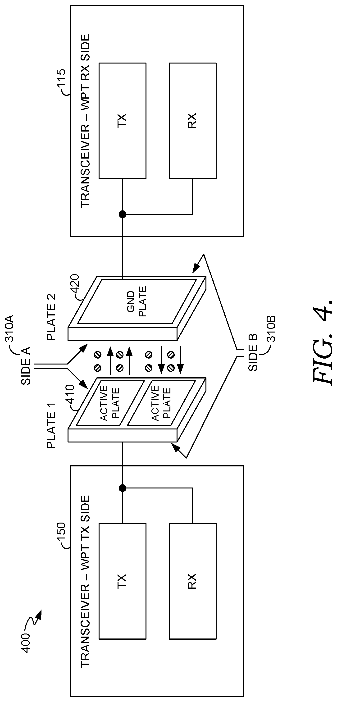 Patent US12316402 Figure 4 – Bi-directional communication through capacitive coupling in wireless devices