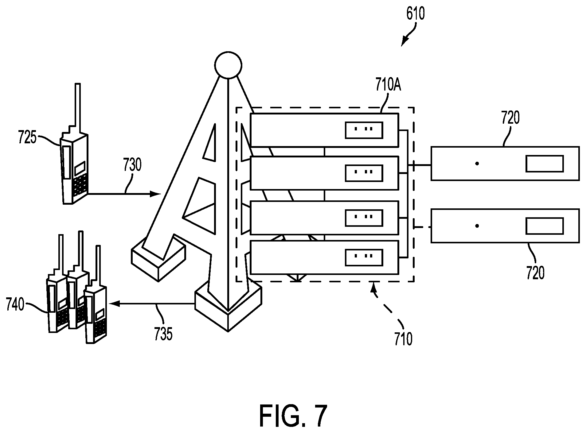 Patent US12316437 Figure 7 – Distributed land mobile radio architectures