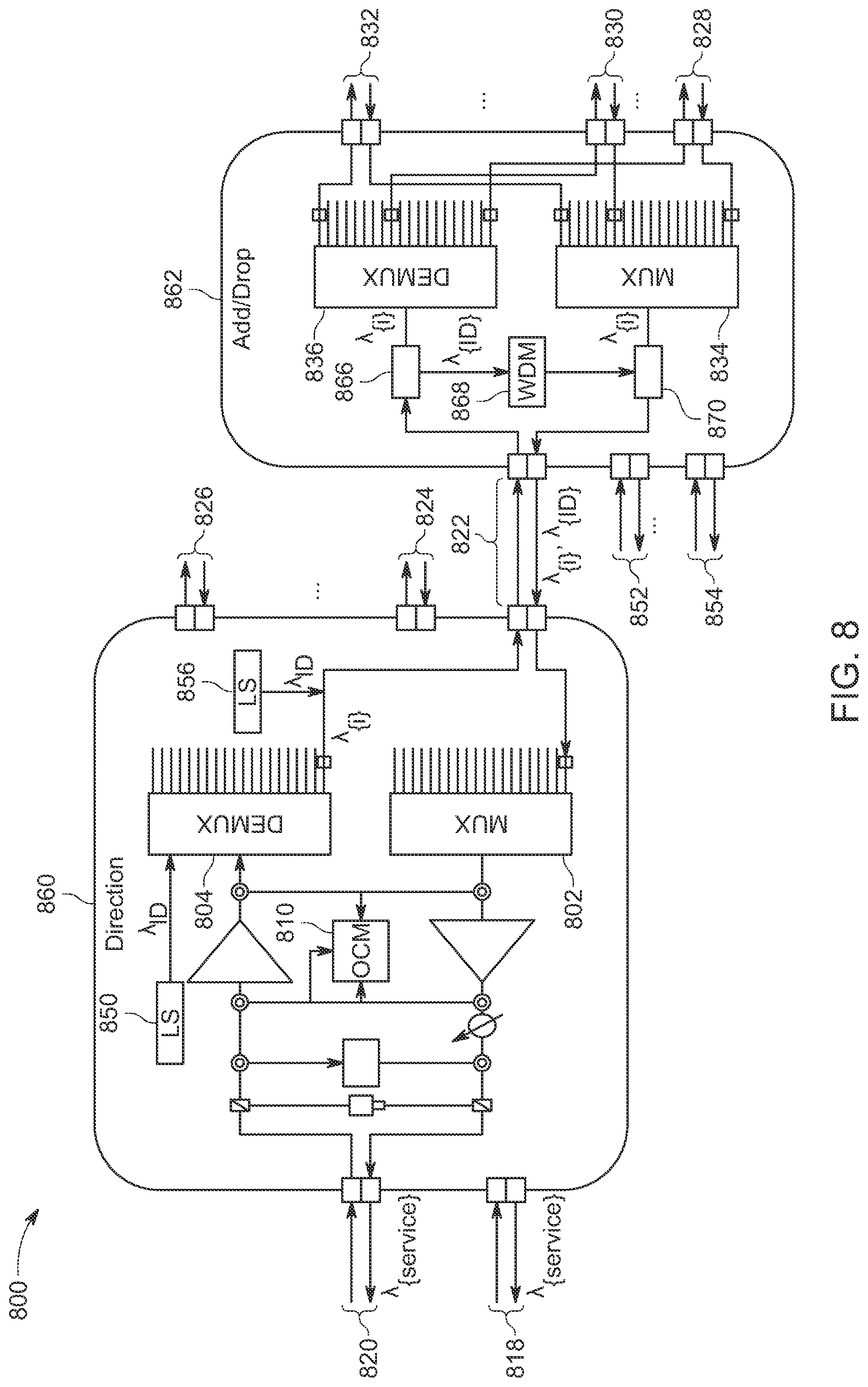 Patent US12316441 Figure 8 – Identifying and monitoring connections in an optical system