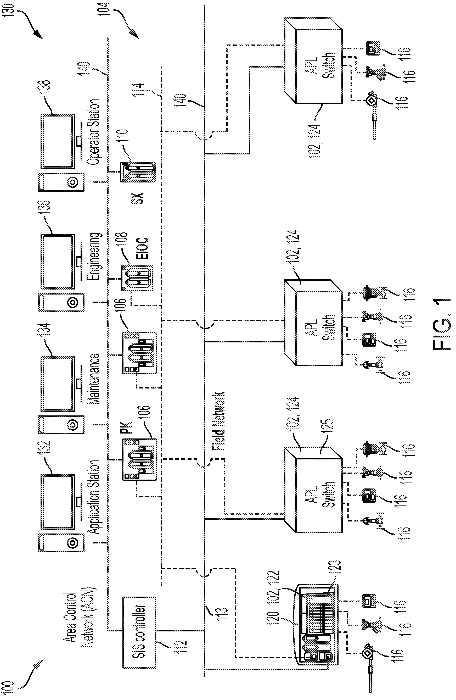 Patent US12316469 Figure 1 – Secondary control for de-energizing safety field devices with digital protocols