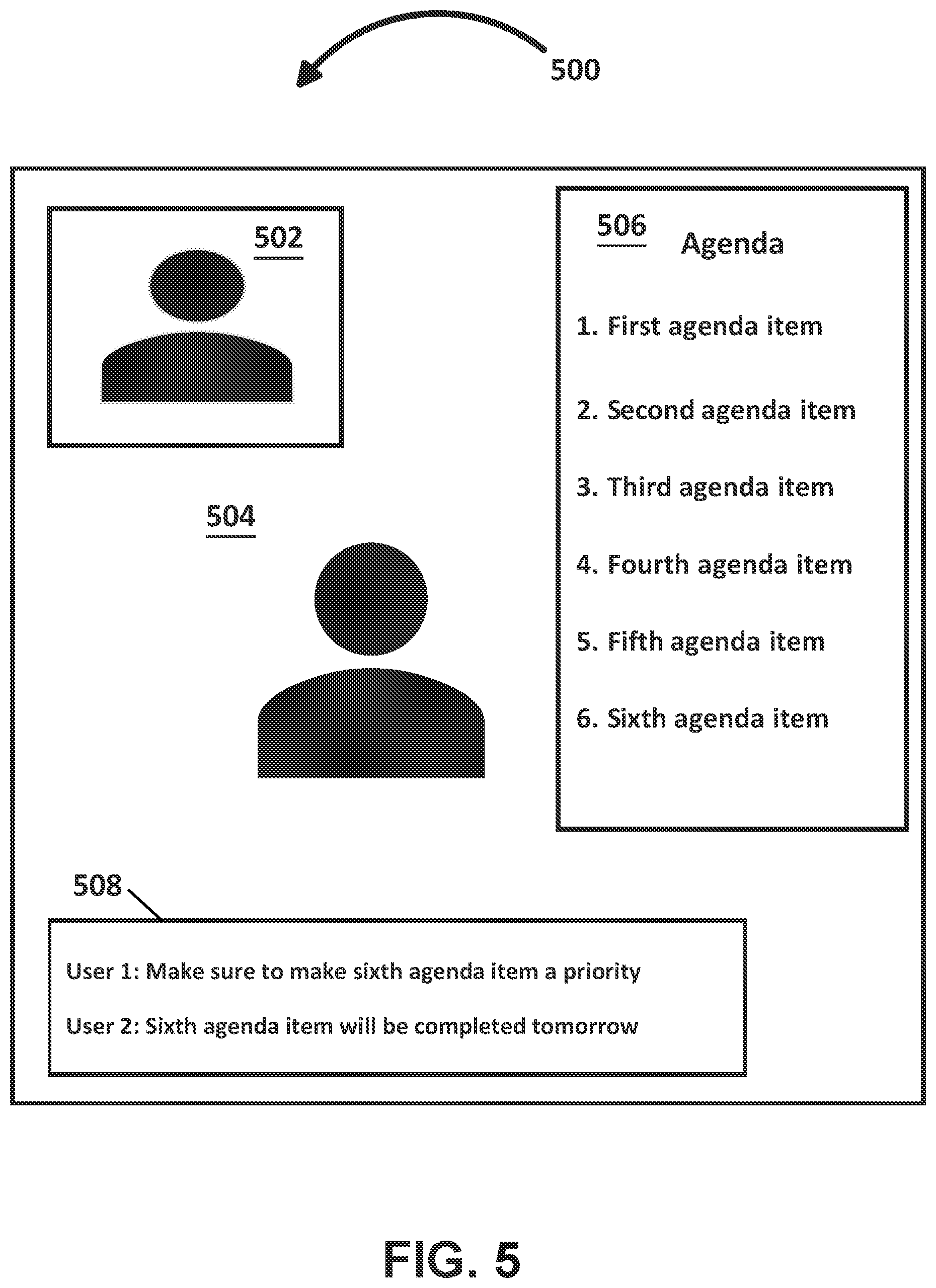 Patent US12316470 Figure 5 – Systems and methods to link meetings with units of work of a collaboration environment