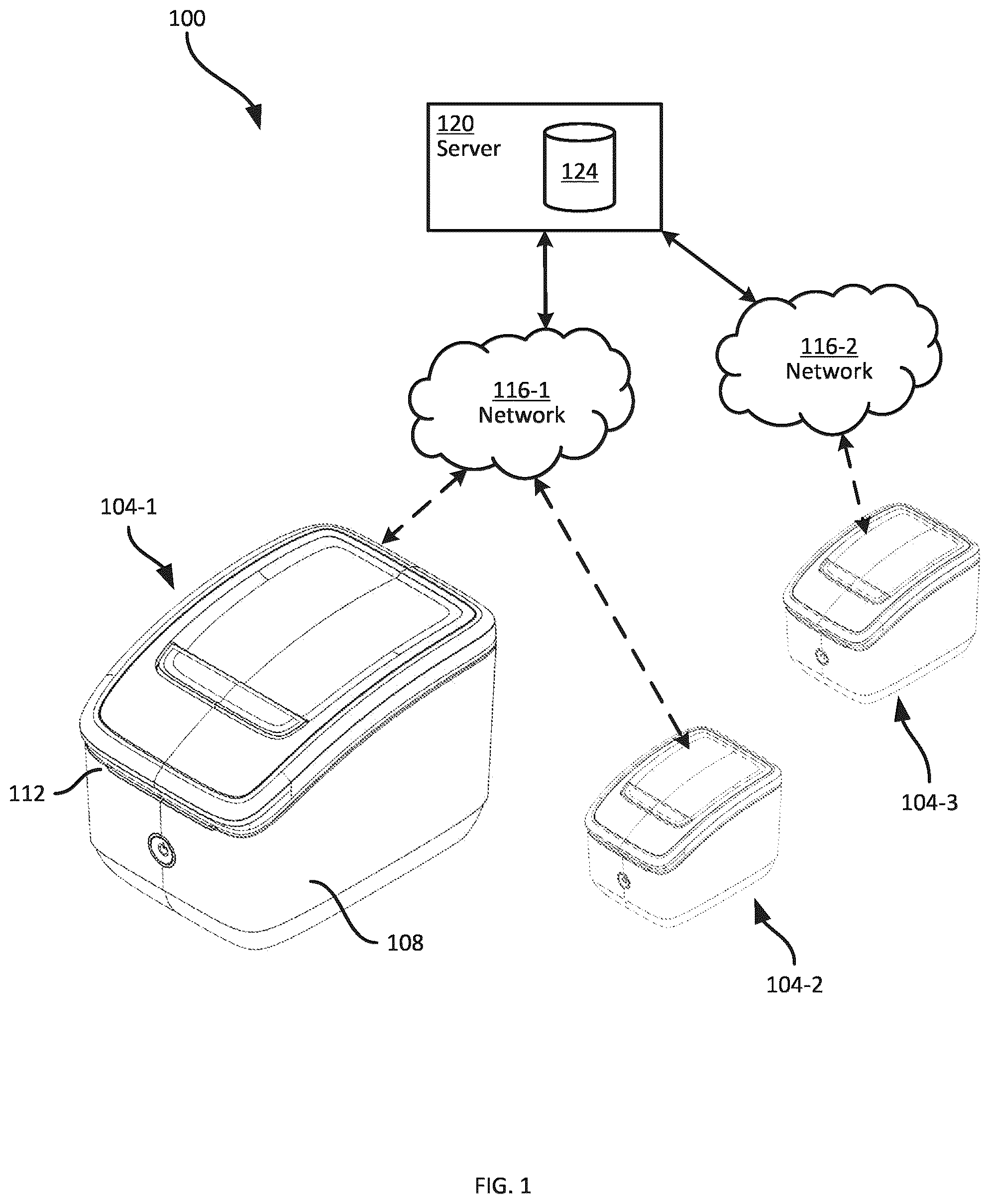 Patent US12316496 Figure 1 – Dynamic network configuration for printers