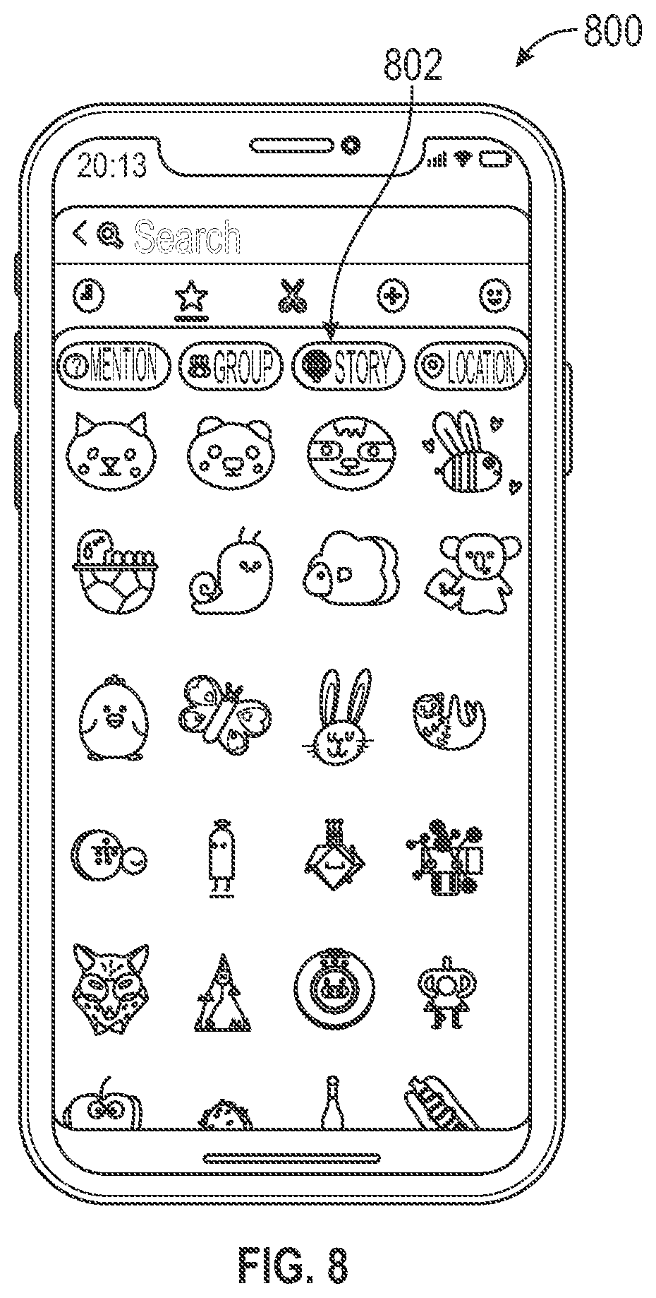 Patent US12316587 Figure 8 – Invitation media overlays for private collections of media content items