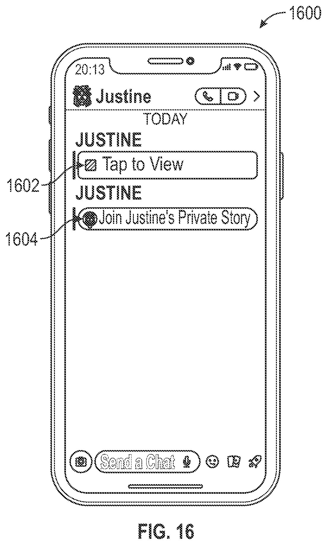 Patent US12316587 Figure 16 – Invitation media overlays for private collections of media content items
