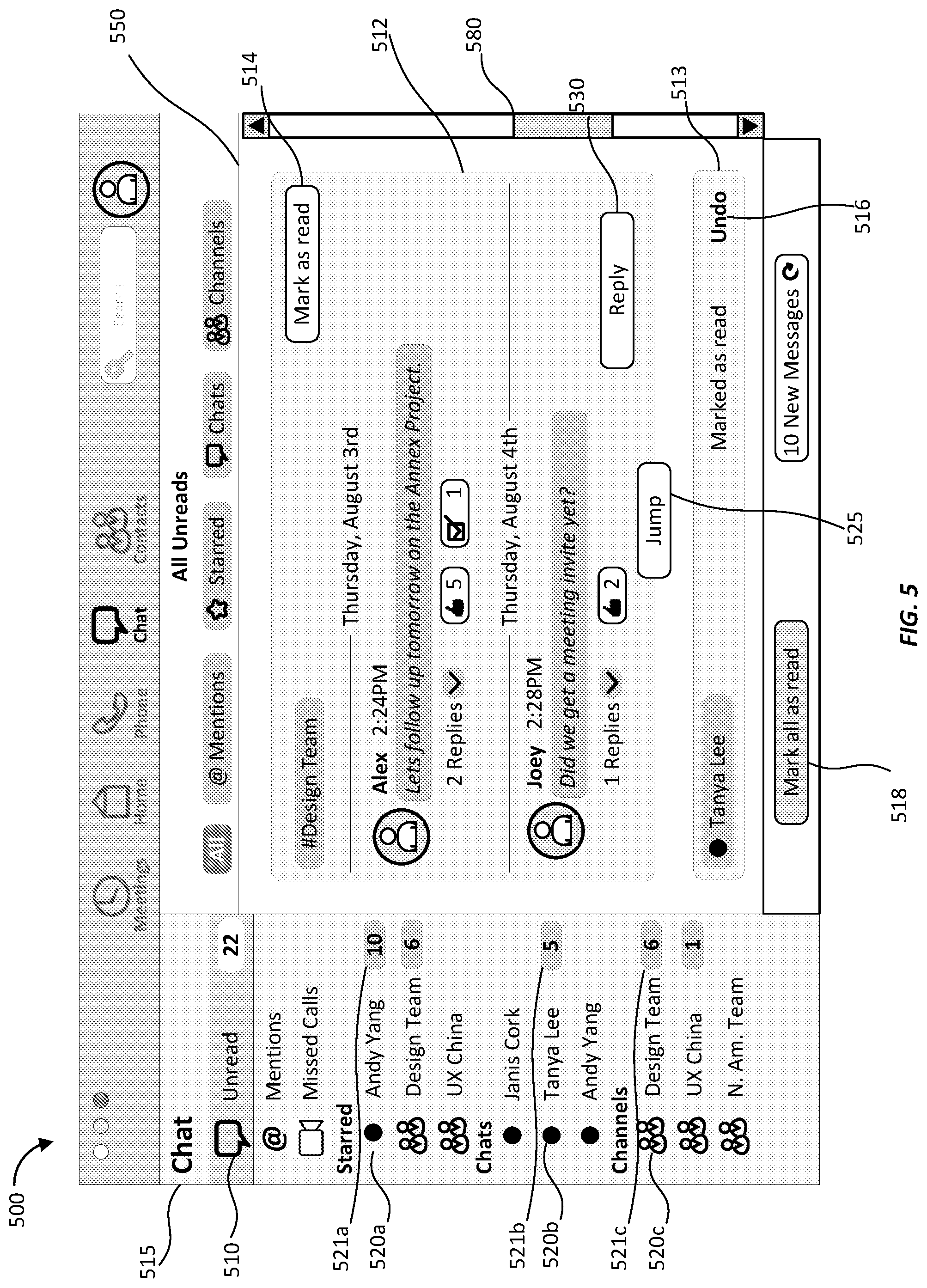 Patent US12316588 Figure 5 – Unread landing page