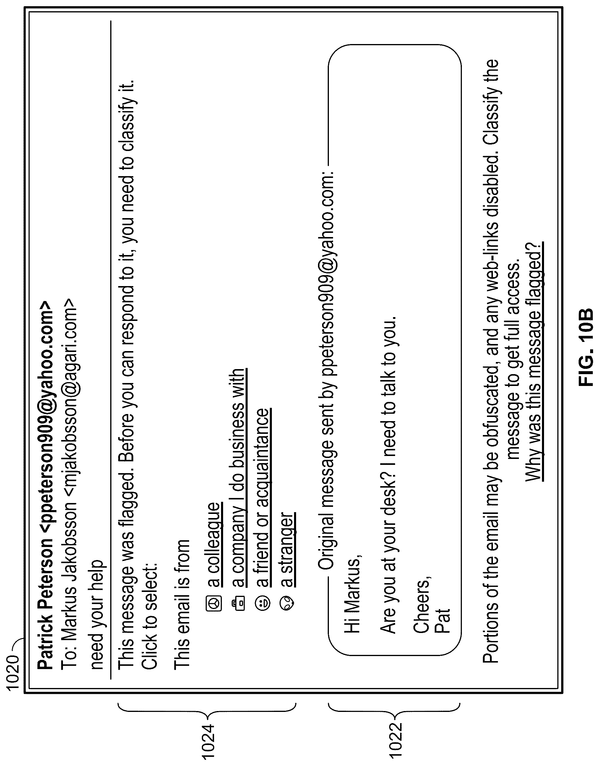 Patent US12316591 Figure 10 – Multi-level security analysis and intermediate delivery of an electronic message
