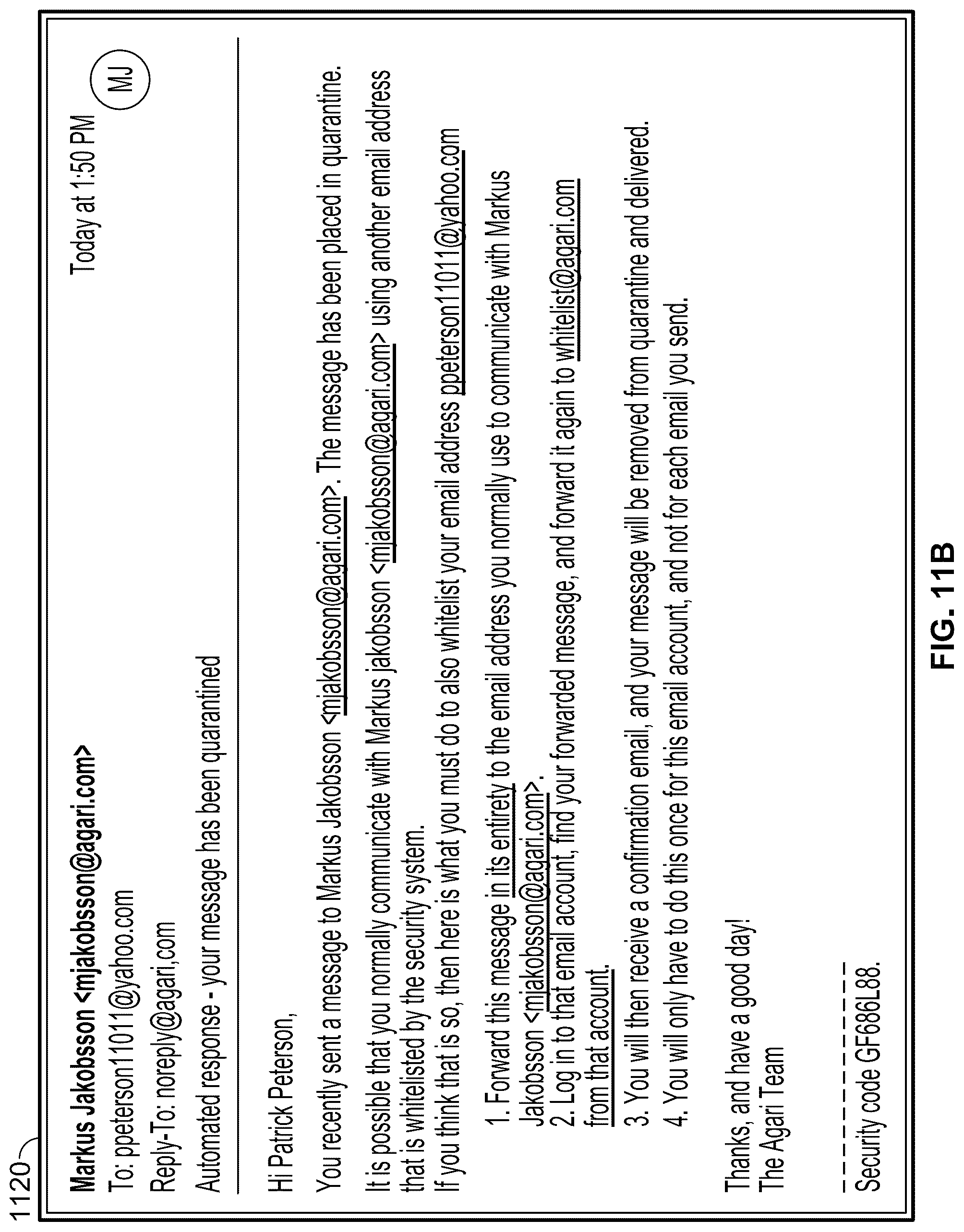 Patent US12316591 Figure 12 – Multi-level security analysis and intermediate delivery of an electronic message