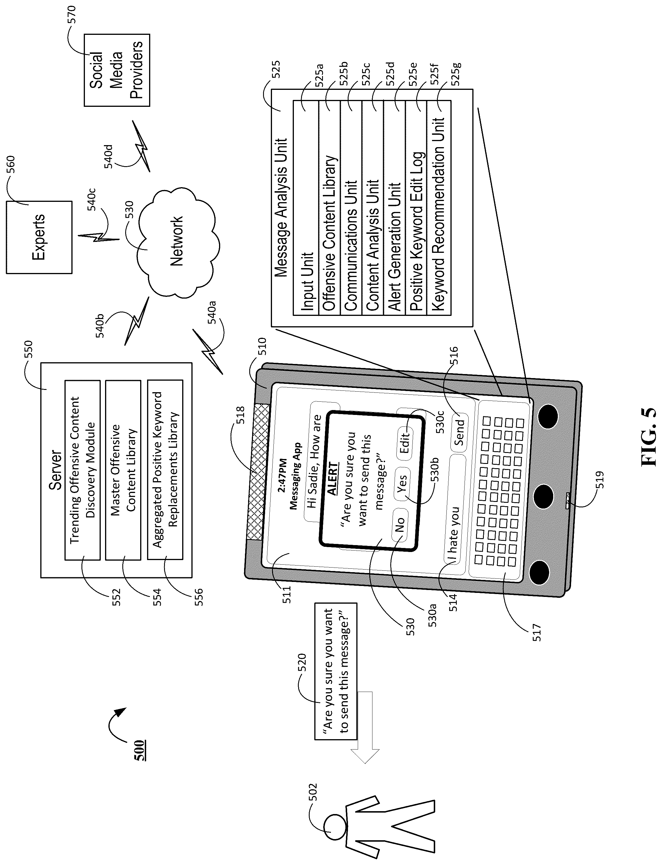 Patent US12316592 Figure 5 – System and methods for annotating offensive content