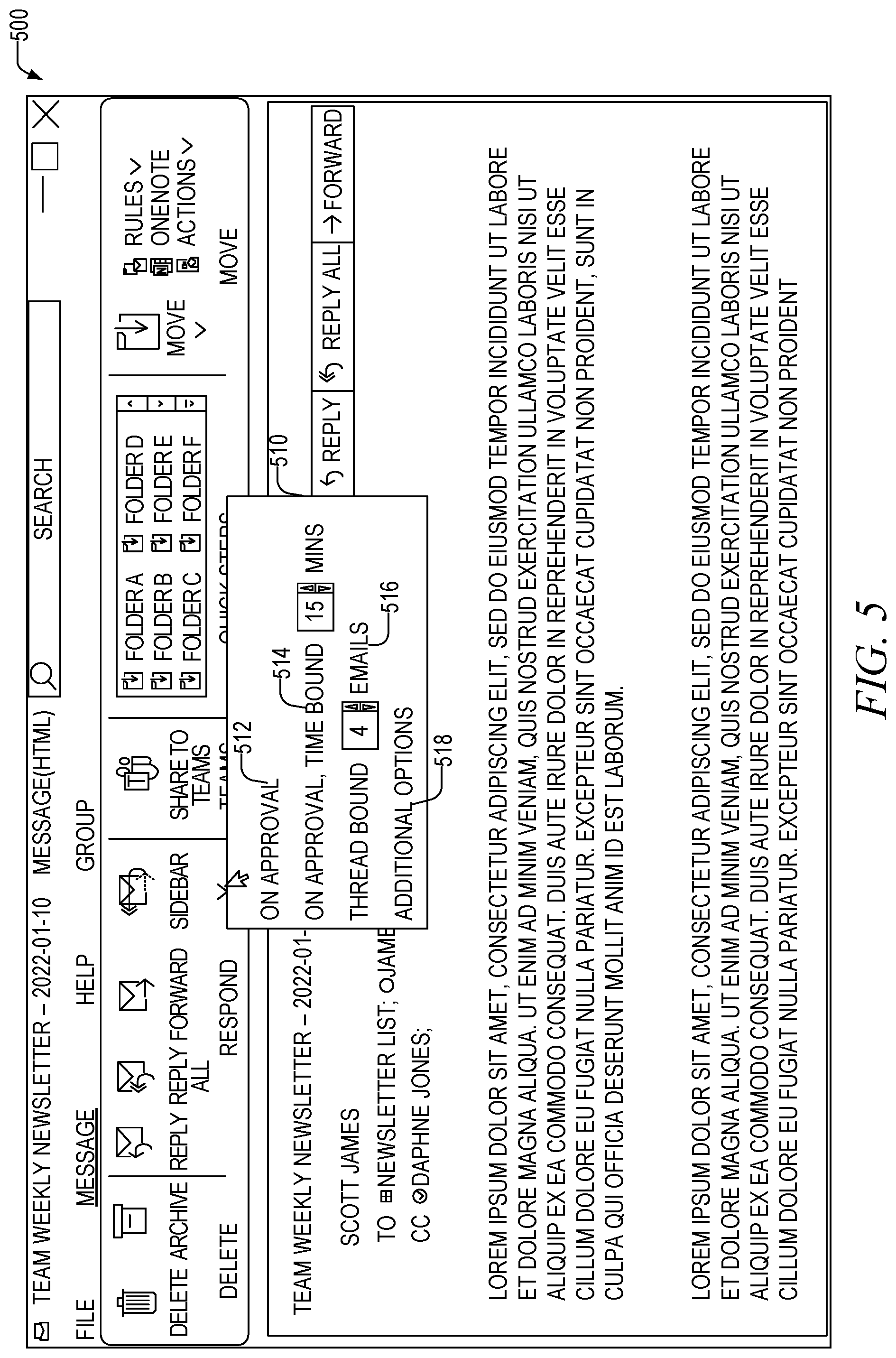 Patent US12316593 Figure 5 – Fork and return point selection for sidebar communication threads
