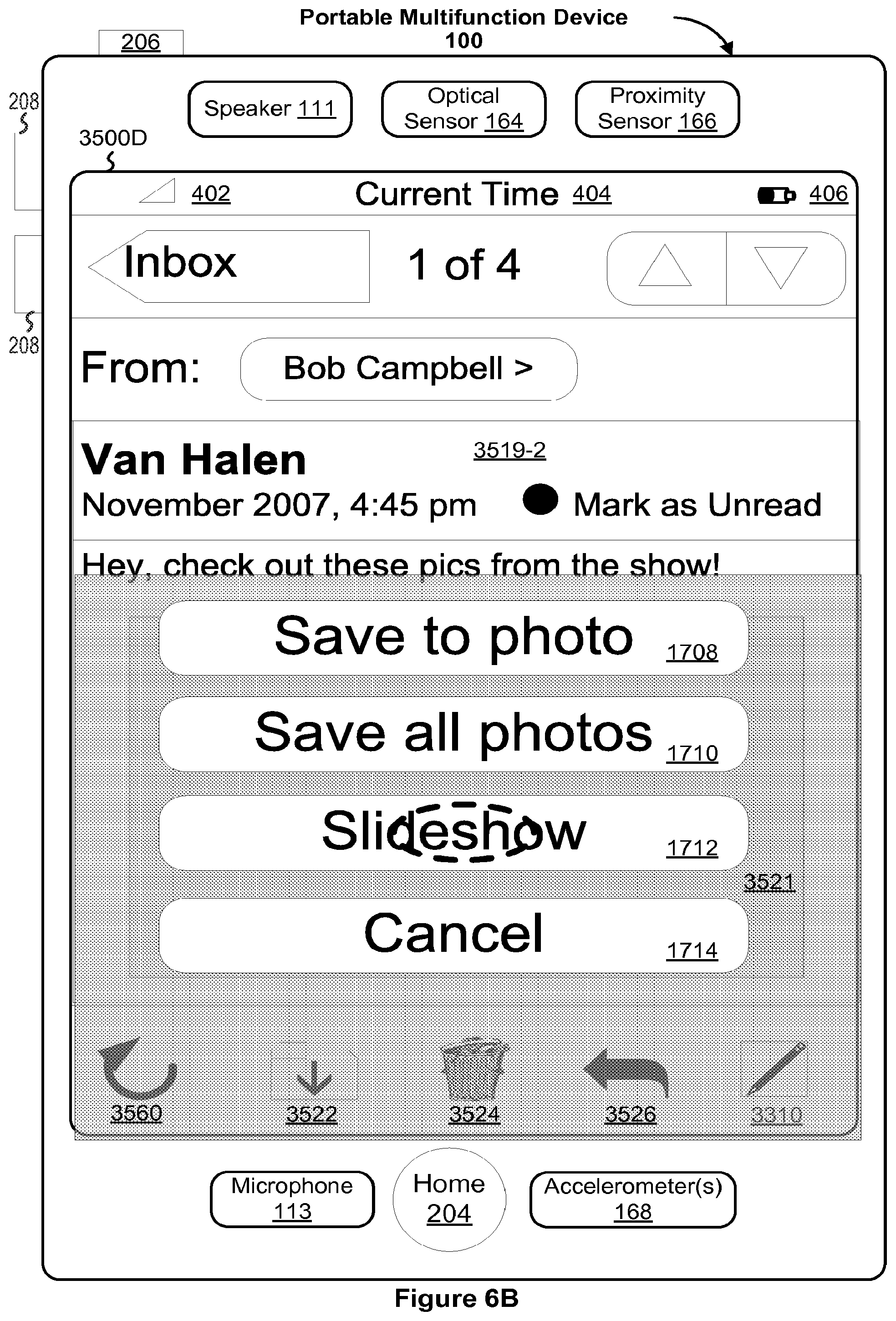 Patent US12316596 Figure 11 – Portable multifunction device, method, and graphical user interface for an email client