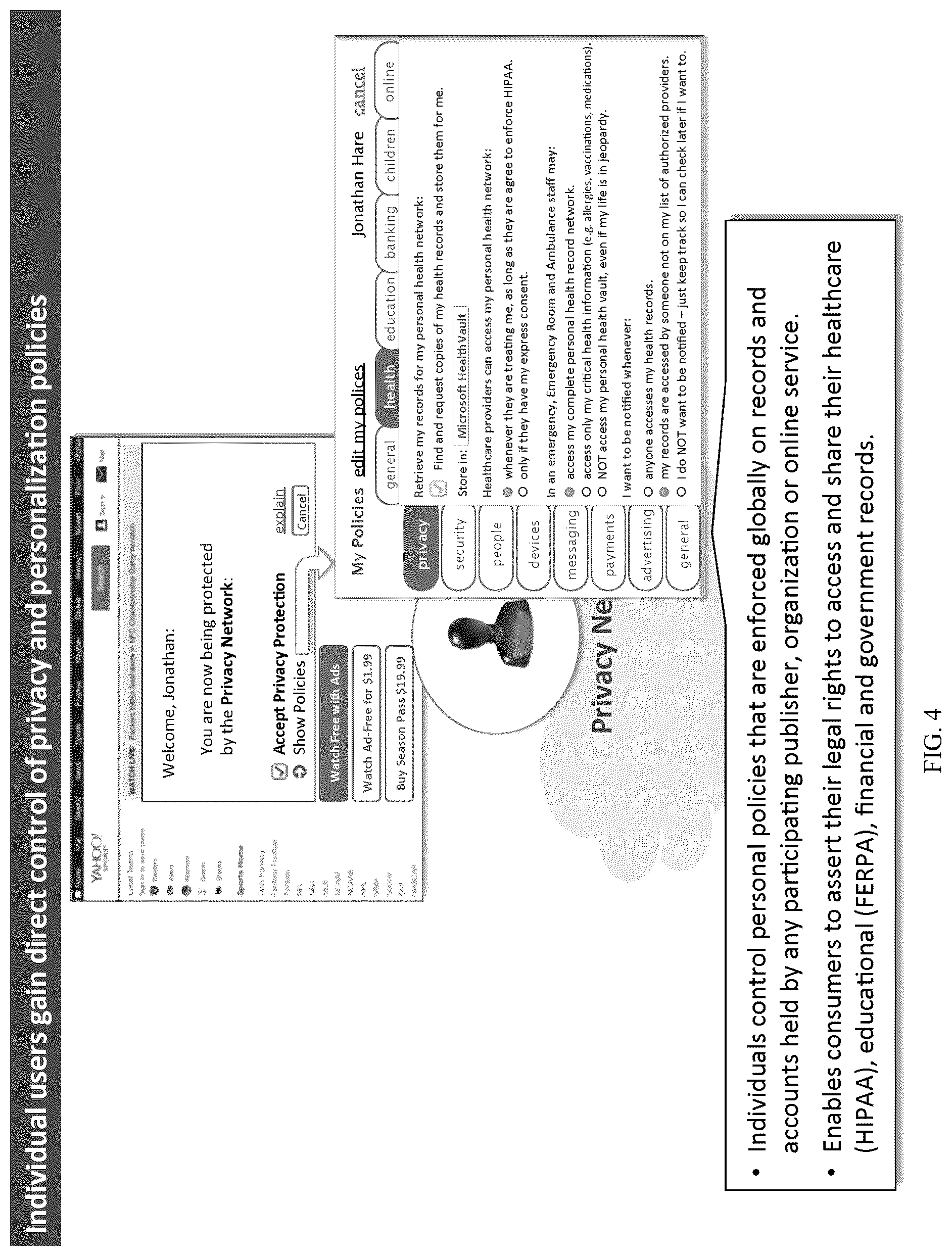 Patent US12316610 Figure 4 – Privacy network and unified trust model for privacy preserving computation and policy enforcement