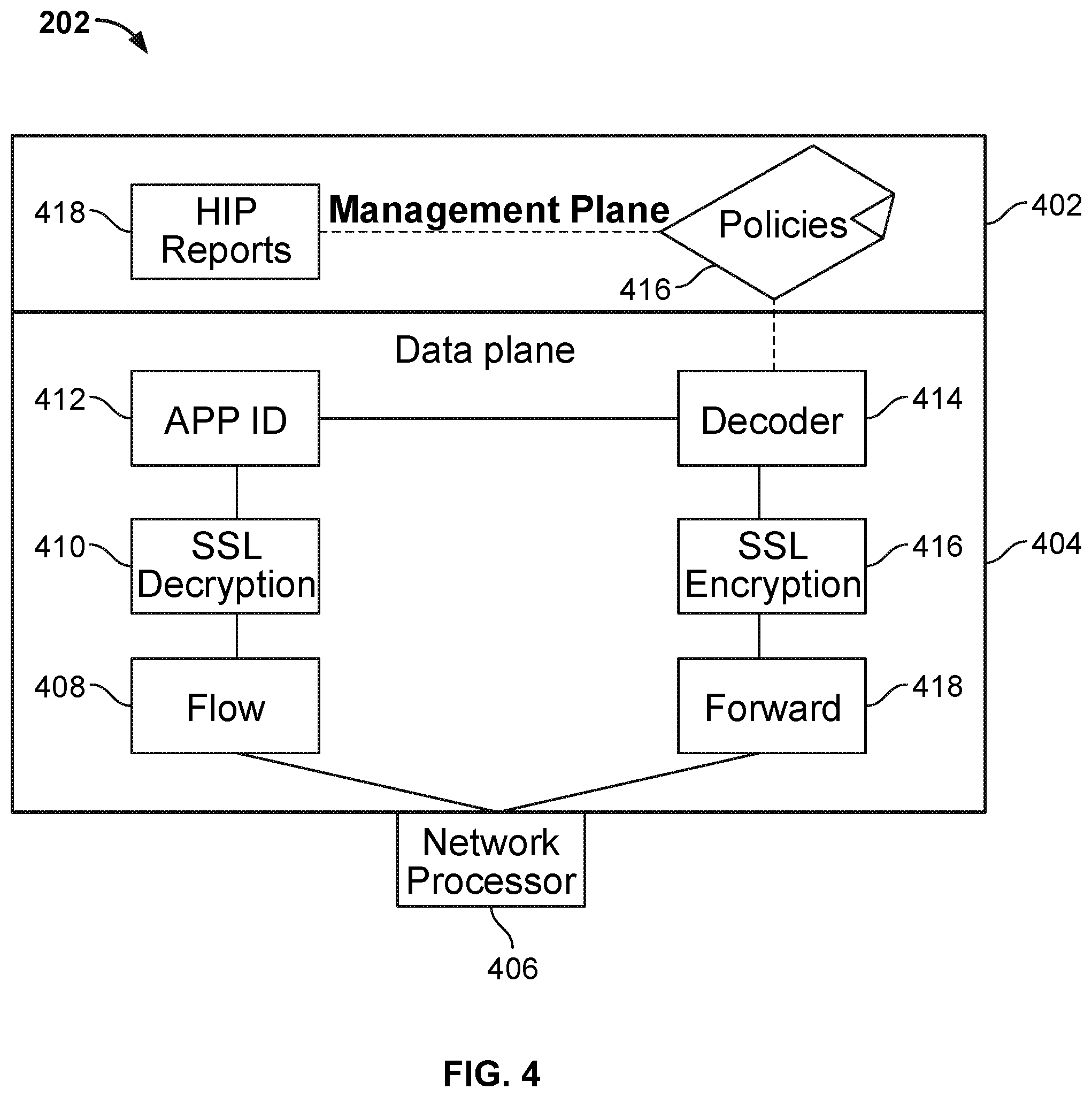 Patent US12316679 Figure 4 – Policy enforcement using host profile