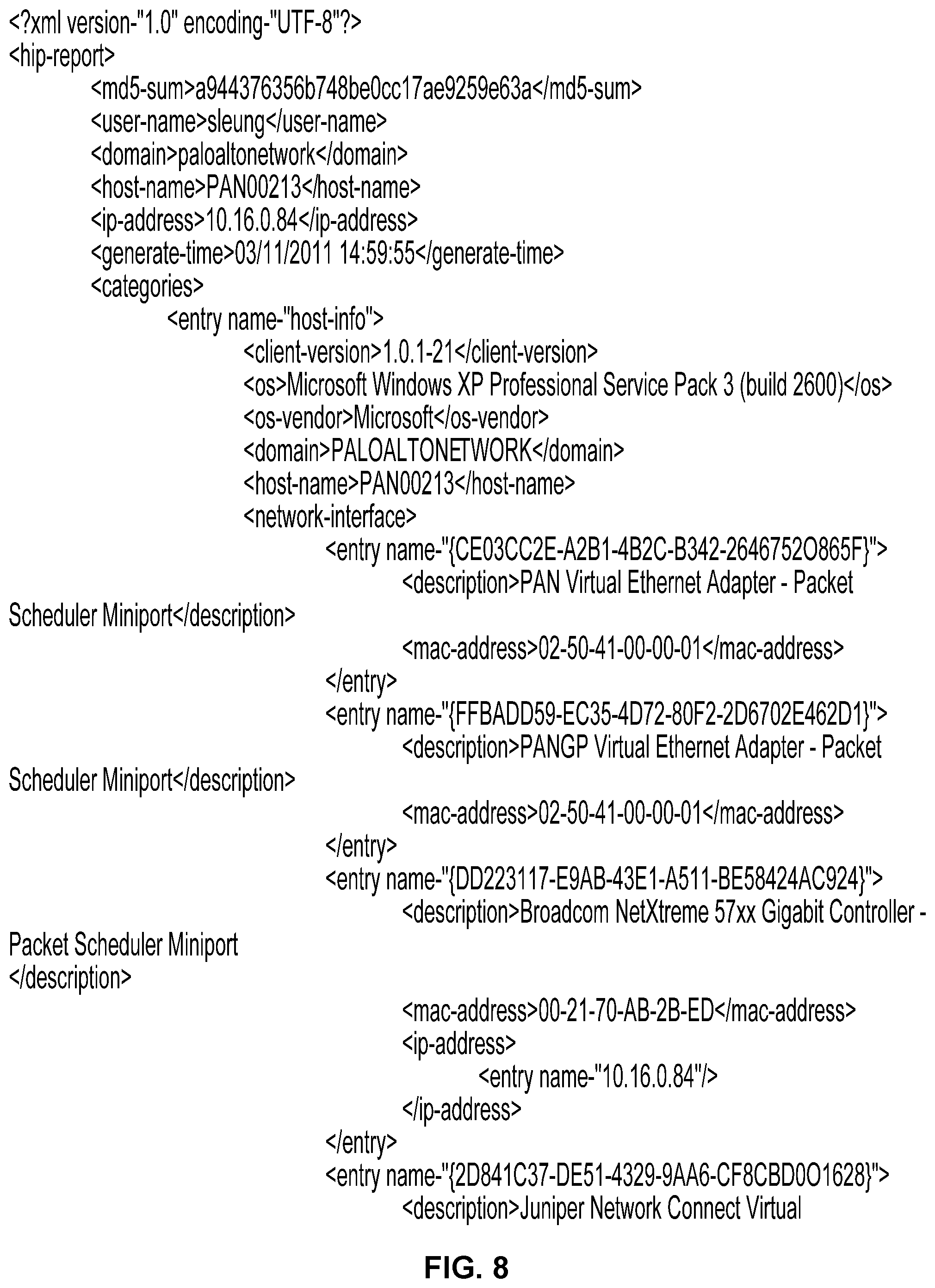 Patent US12316679 Figure 8 – Policy enforcement using host profile