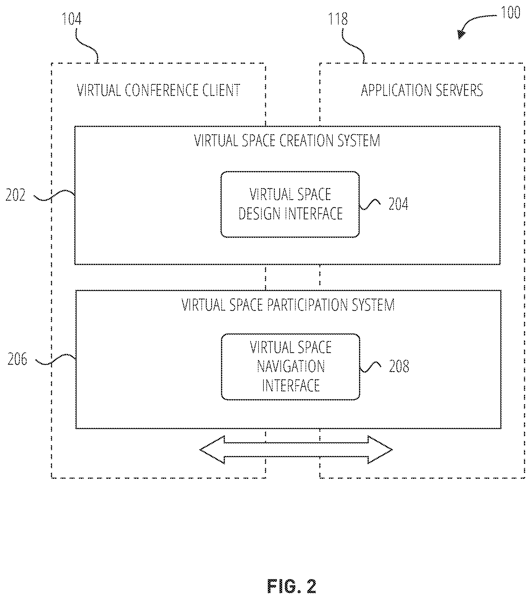 Patent US12316689 Figure 2 – Automatically navigating between rooms within a virtual conferencing system