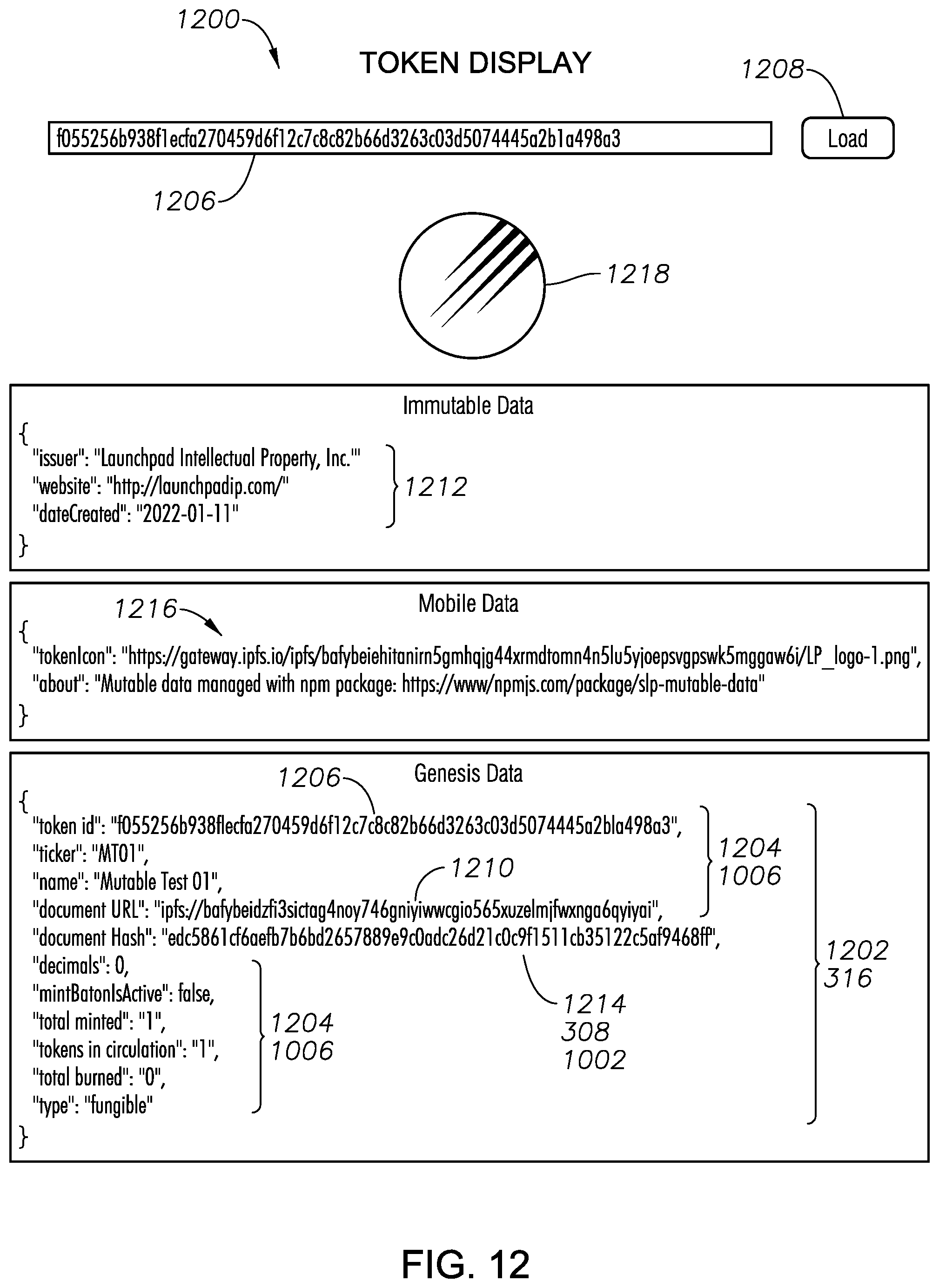 Patent US12316768 Figure 12 – Computer method for transmission of a data payload via a blockchain token