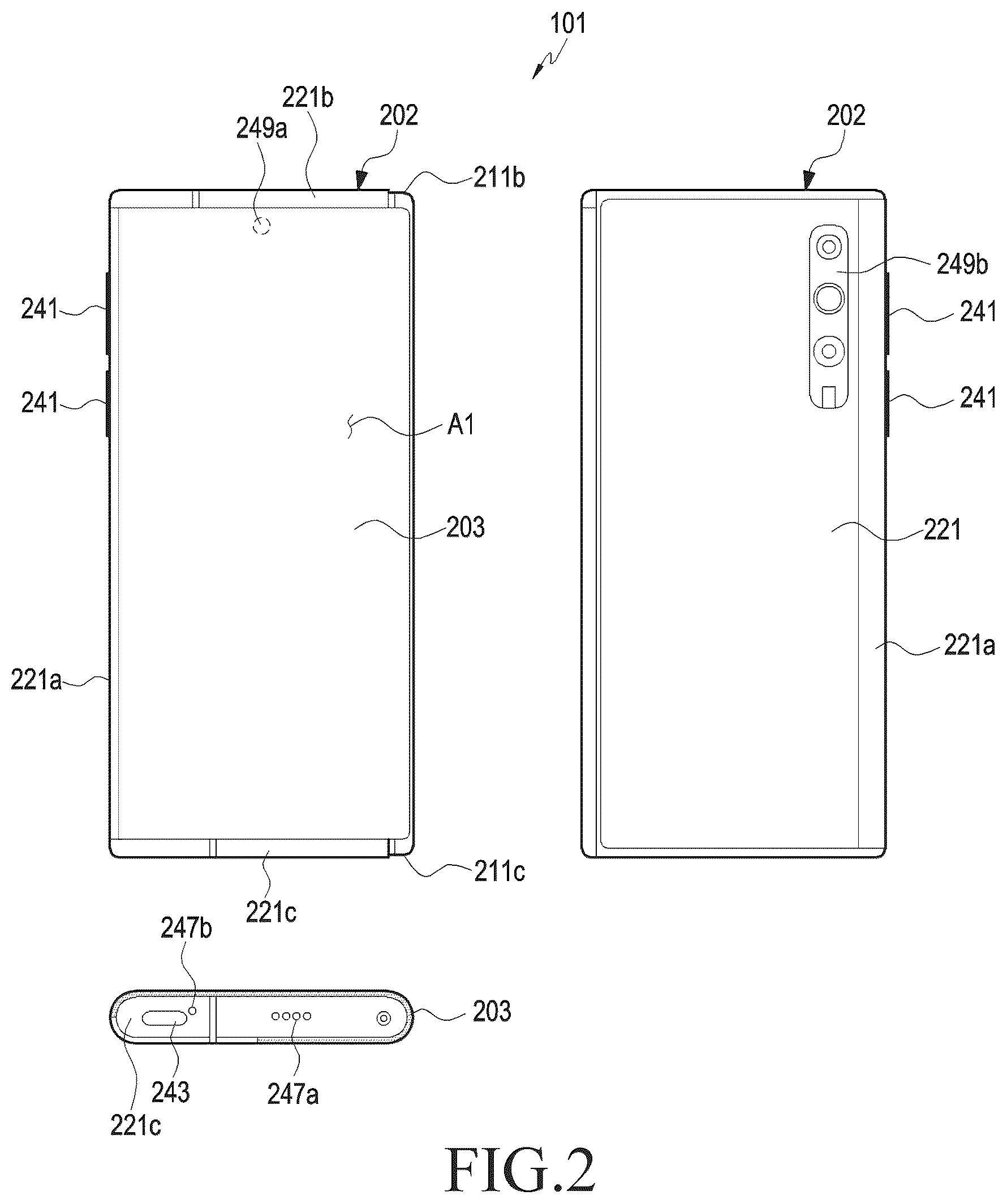 Patent US12316792 Figure 2 – Antenna structure and electronic device including same