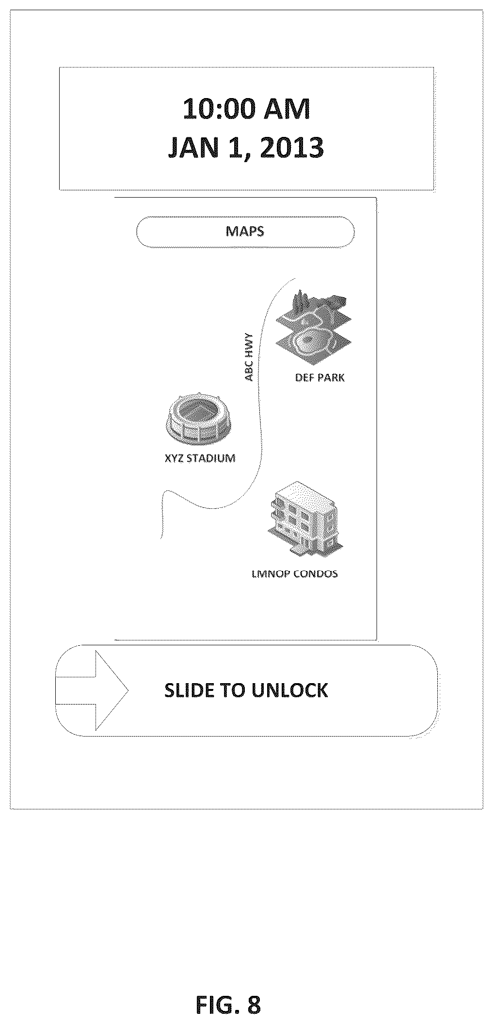 Patent US12316799 Figure 8 – System, method, and article of manufacture to iteratively update an image displayed over a lock screen to provide a continuous glimpse into a navigation application running in the background of the mobile device that is in a screen locked state