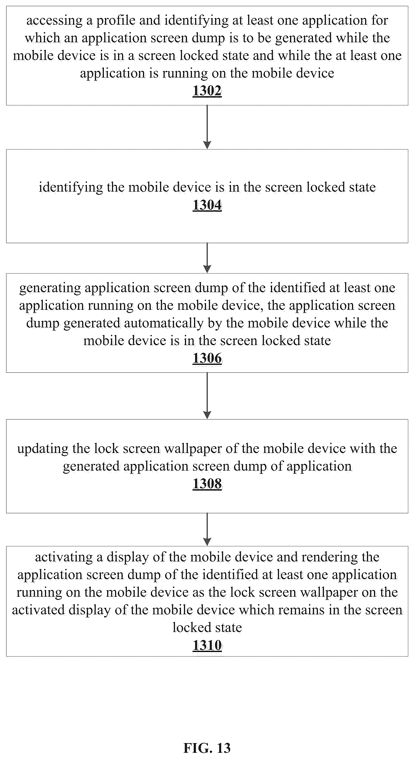 Patent US12316799 Figure 13 – System, method, and article of manufacture to iteratively update an image displayed over a lock screen to provide a continuous glimpse into a navigation application running in the background of the mobile device that is in a screen locked state