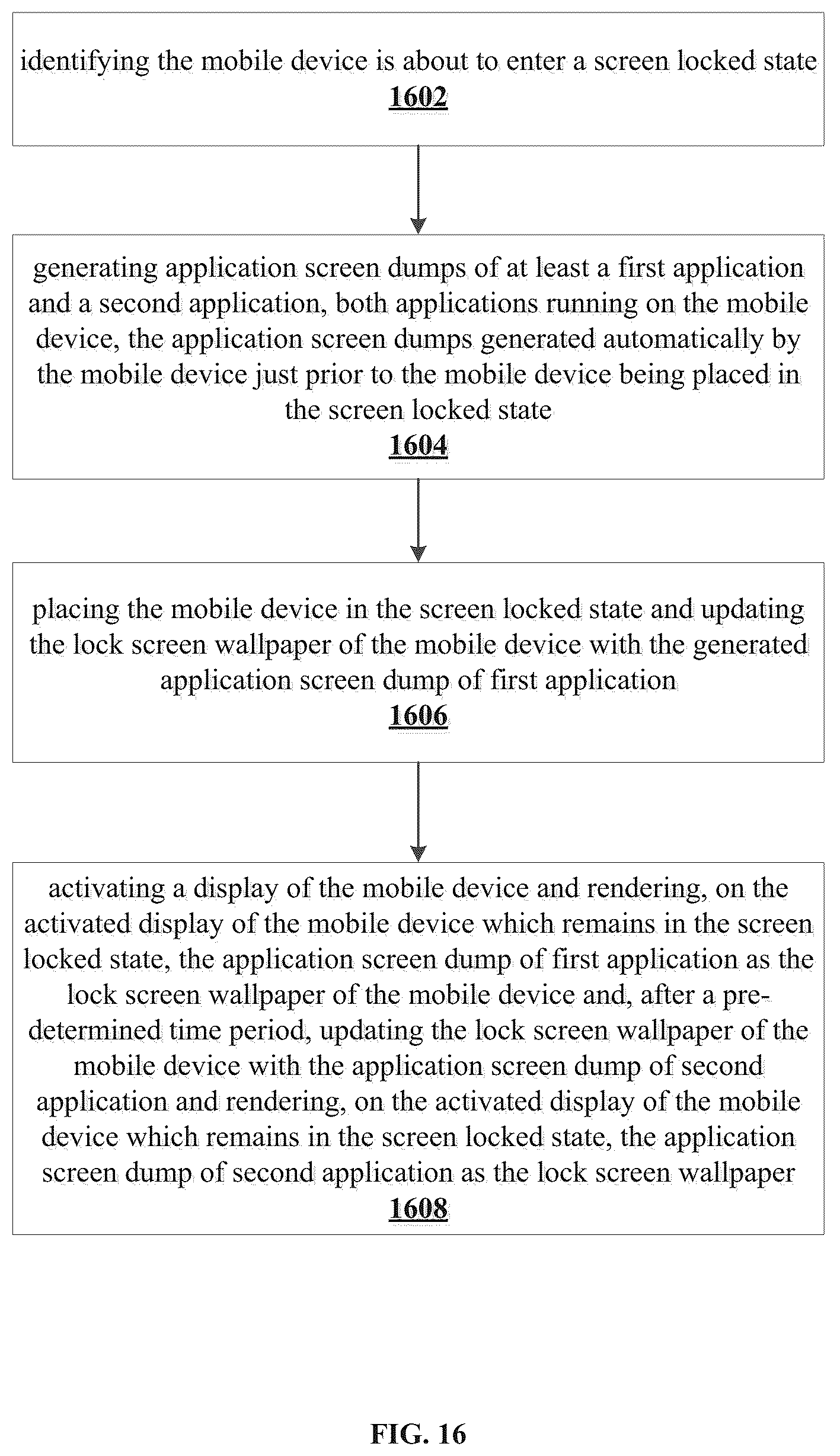 Patent US12316799 Figure 16 – System, method, and article of manufacture to iteratively update an image displayed over a lock screen to provide a continuous glimpse into a navigation application running in the background of the mobile device that is in a screen locked state