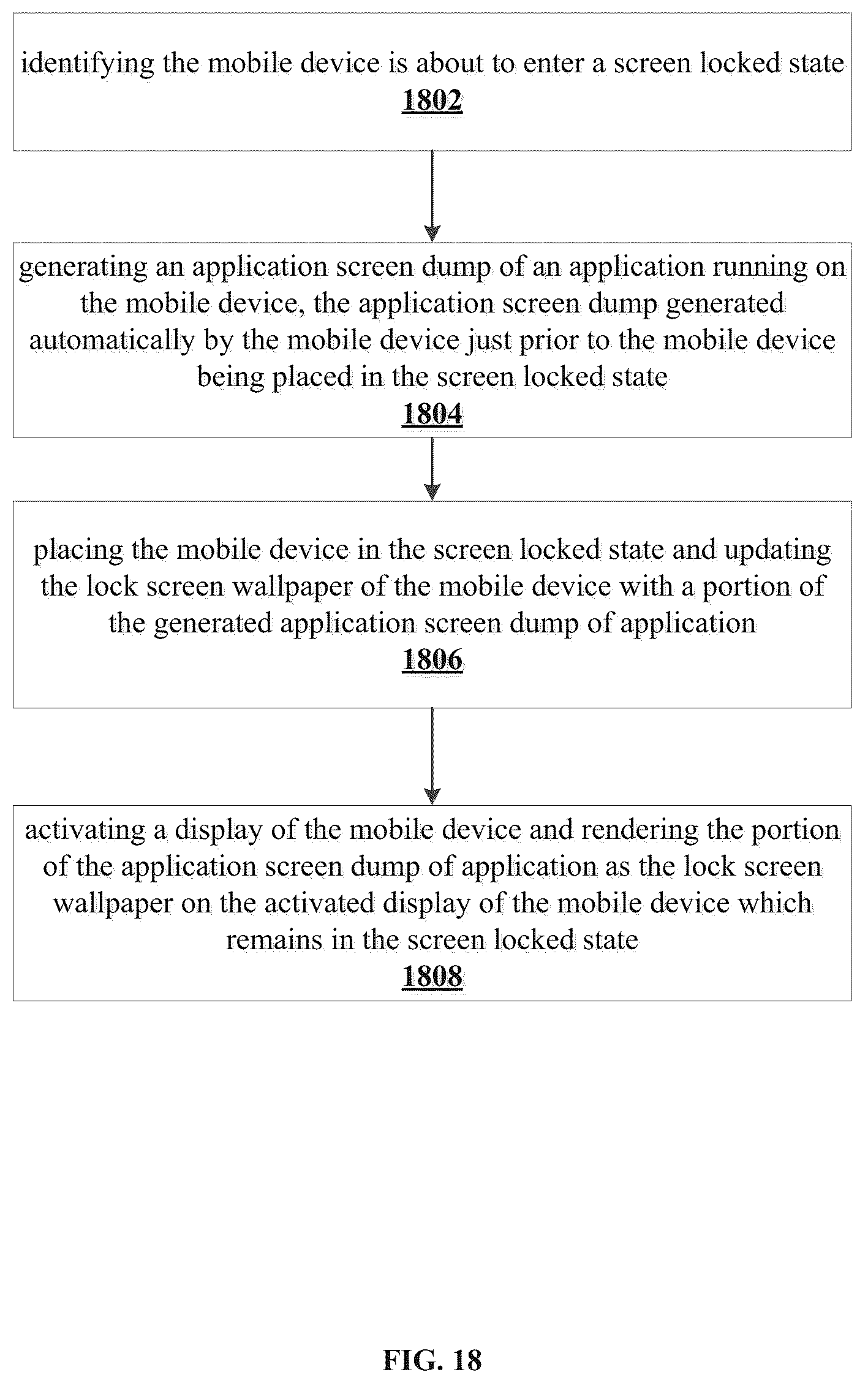Patent US12316799 Figure 18 – System, method, and article of manufacture to iteratively update an image displayed over a lock screen to provide a continuous glimpse into a navigation application running in the background of the mobile device that is in a screen locked state