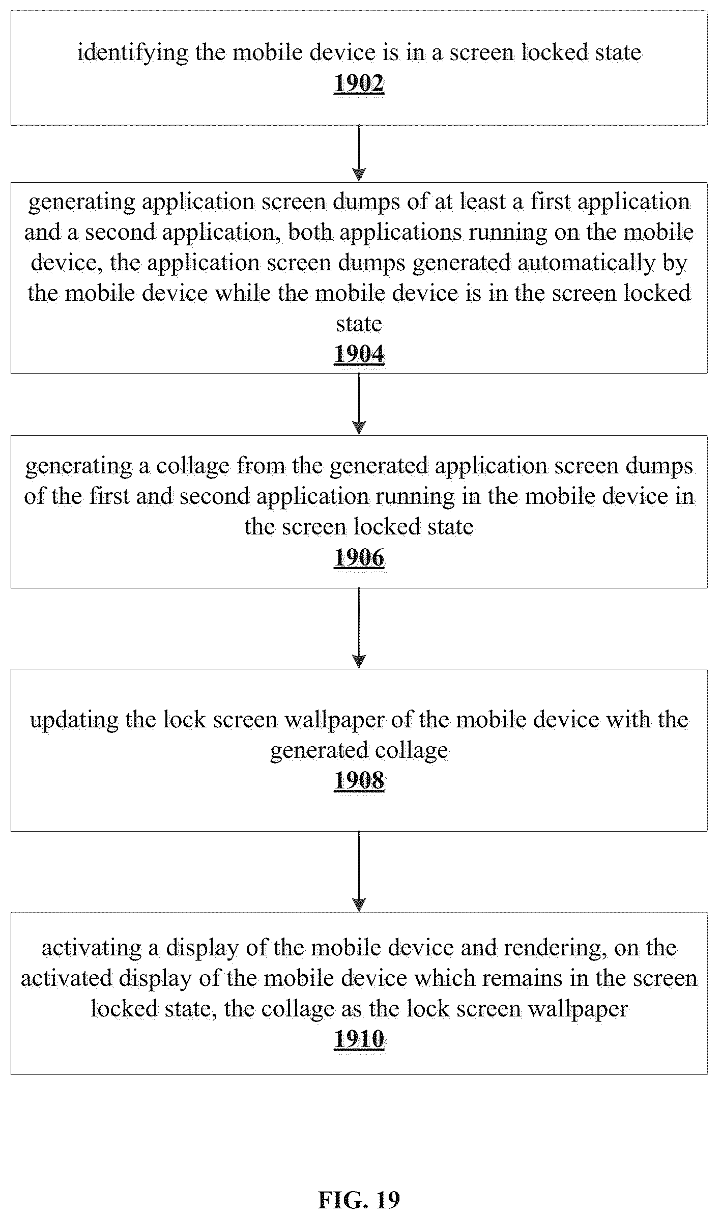 Patent US12316799 Figure 19 – System, method, and article of manufacture to iteratively update an image displayed over a lock screen to provide a continuous glimpse into a navigation application running in the background of the mobile device that is in a screen locked state