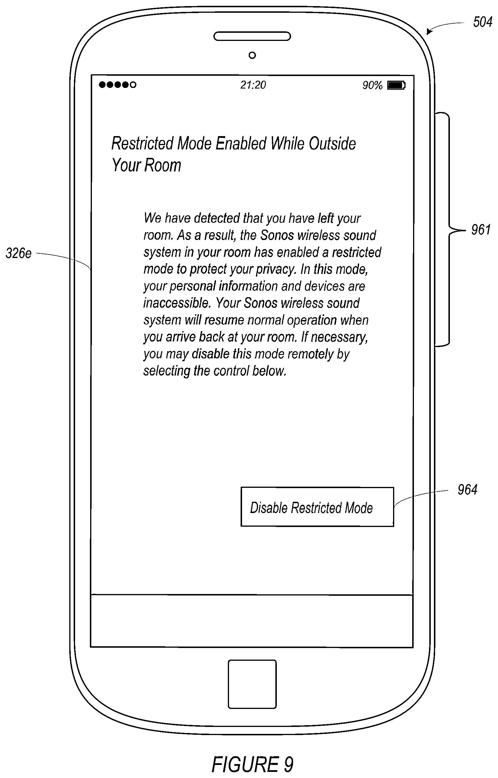 Patent US12316885 Figure 9 – Temporary configuration of a media playback system