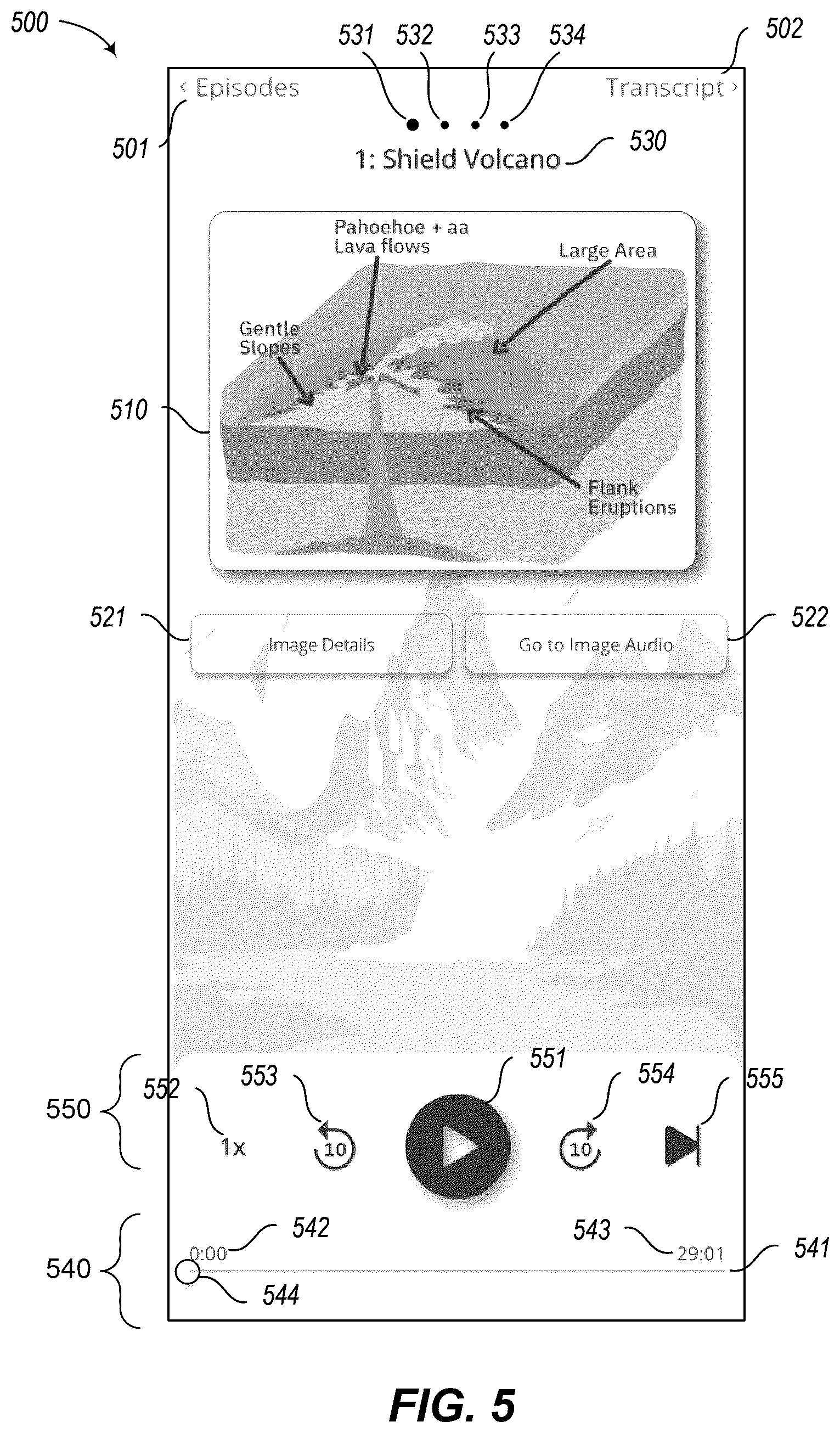 Patent US12316890 Figure 5 – Presenting an audio sequence with flexibly coupled complementary visual content, such as visual artifacts