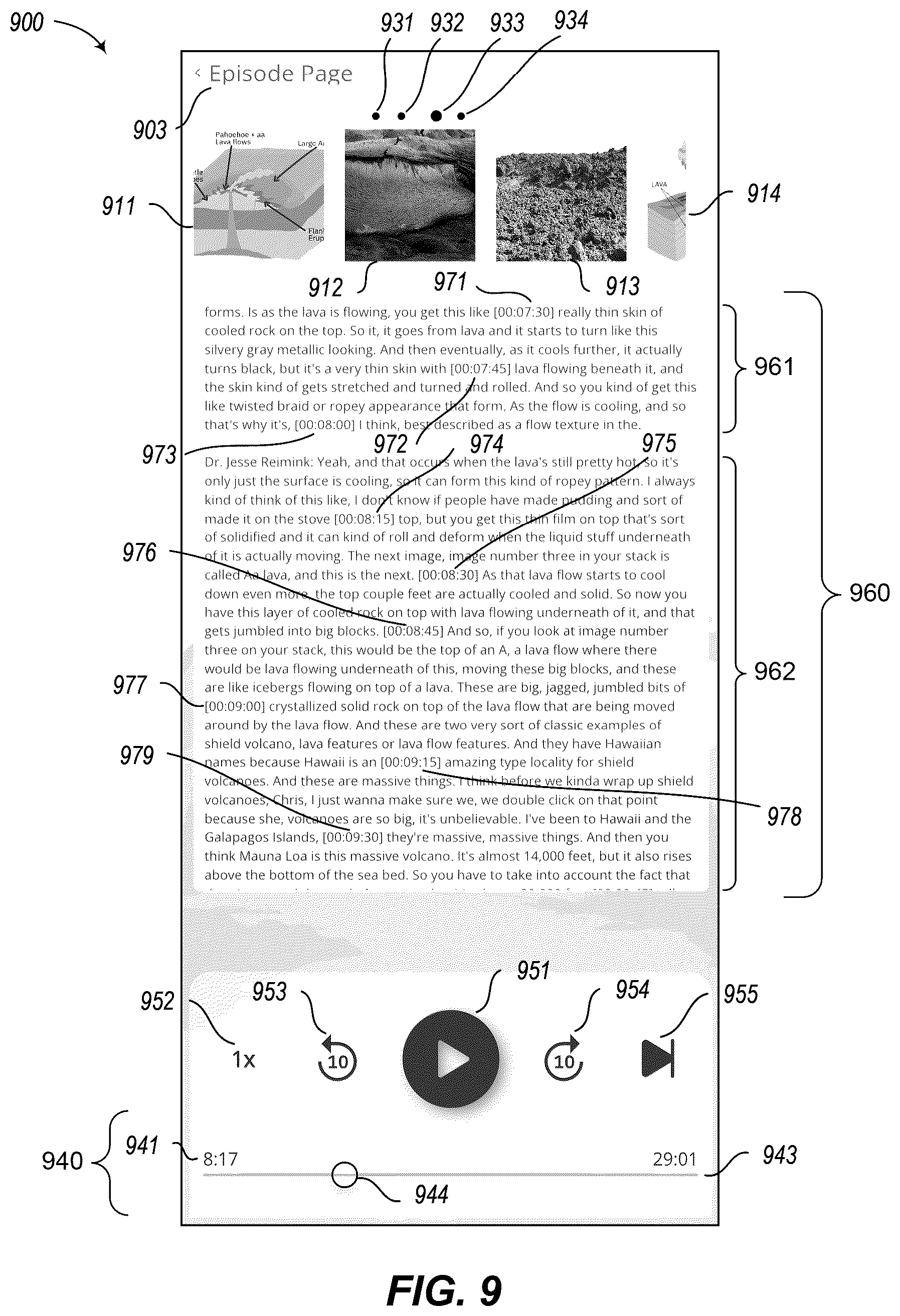 Patent US12316890 Figure 9 – Presenting an audio sequence with flexibly coupled complementary visual content, such as visual artifacts