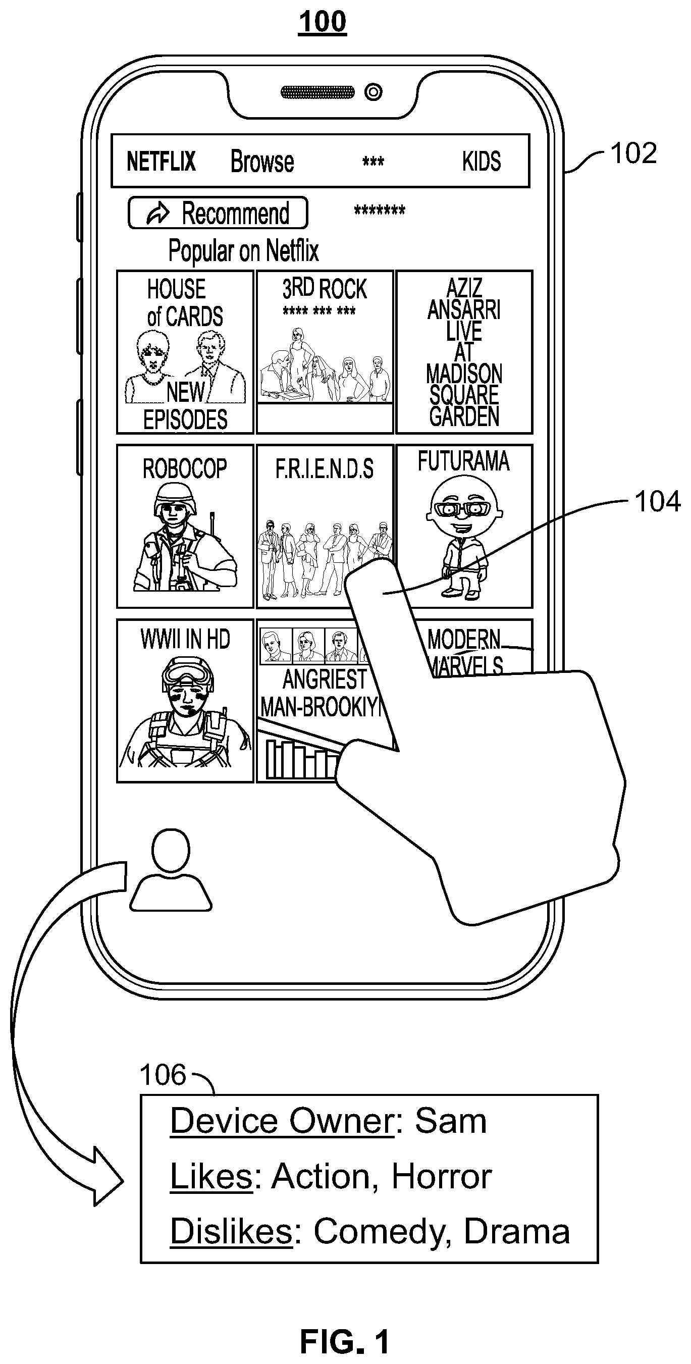 Patent US12316894 Figure 1 – Systems and methods for identifying unknown users of a device to provide personalized user profiles